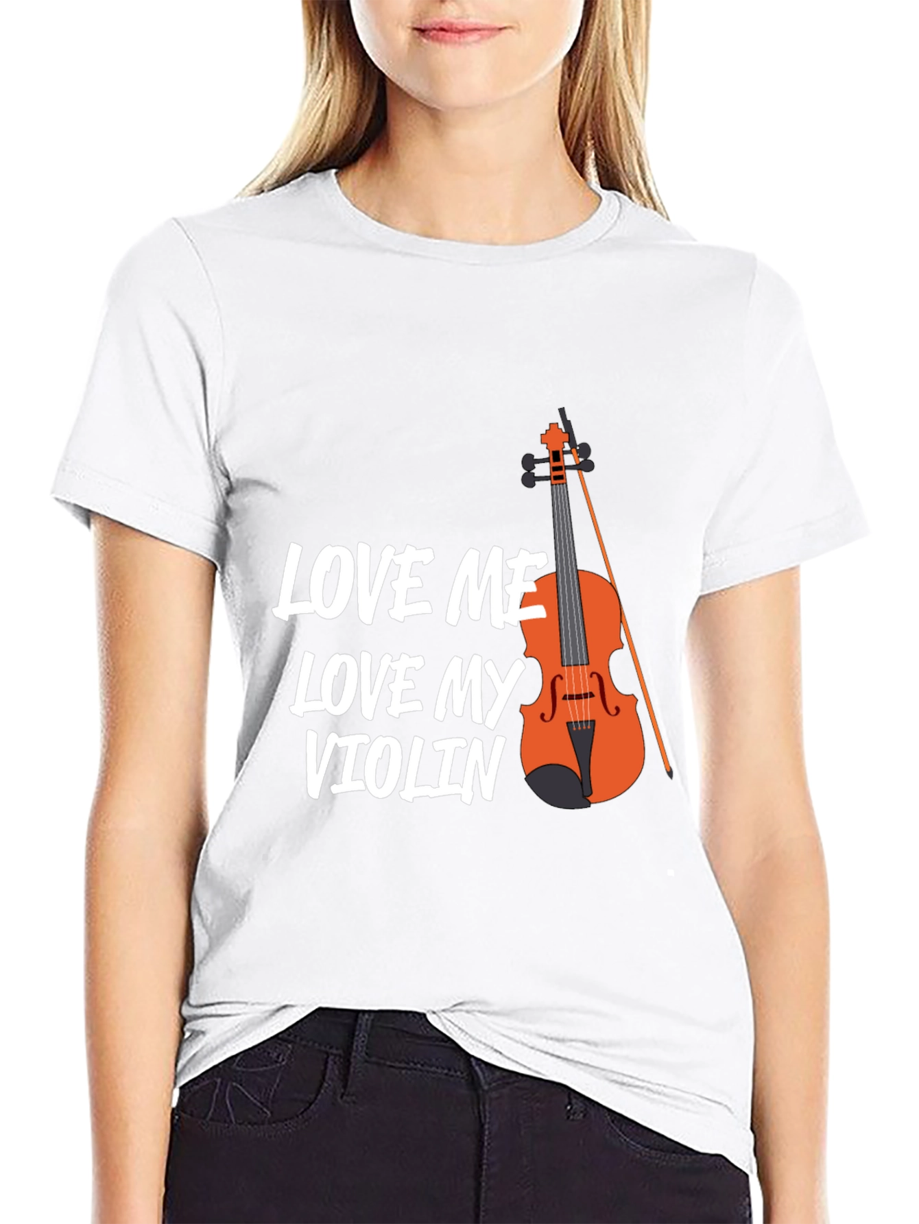 Black Love Me Love My Violin T-Shirt - Musician Tee view 9