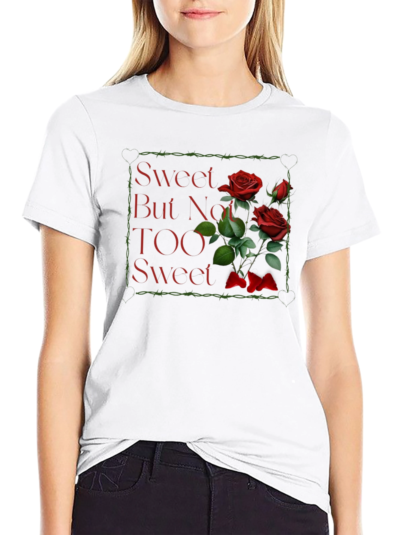 Black Sweet But Not TOO Sweet Roses Graphic T-Shirt view 9
