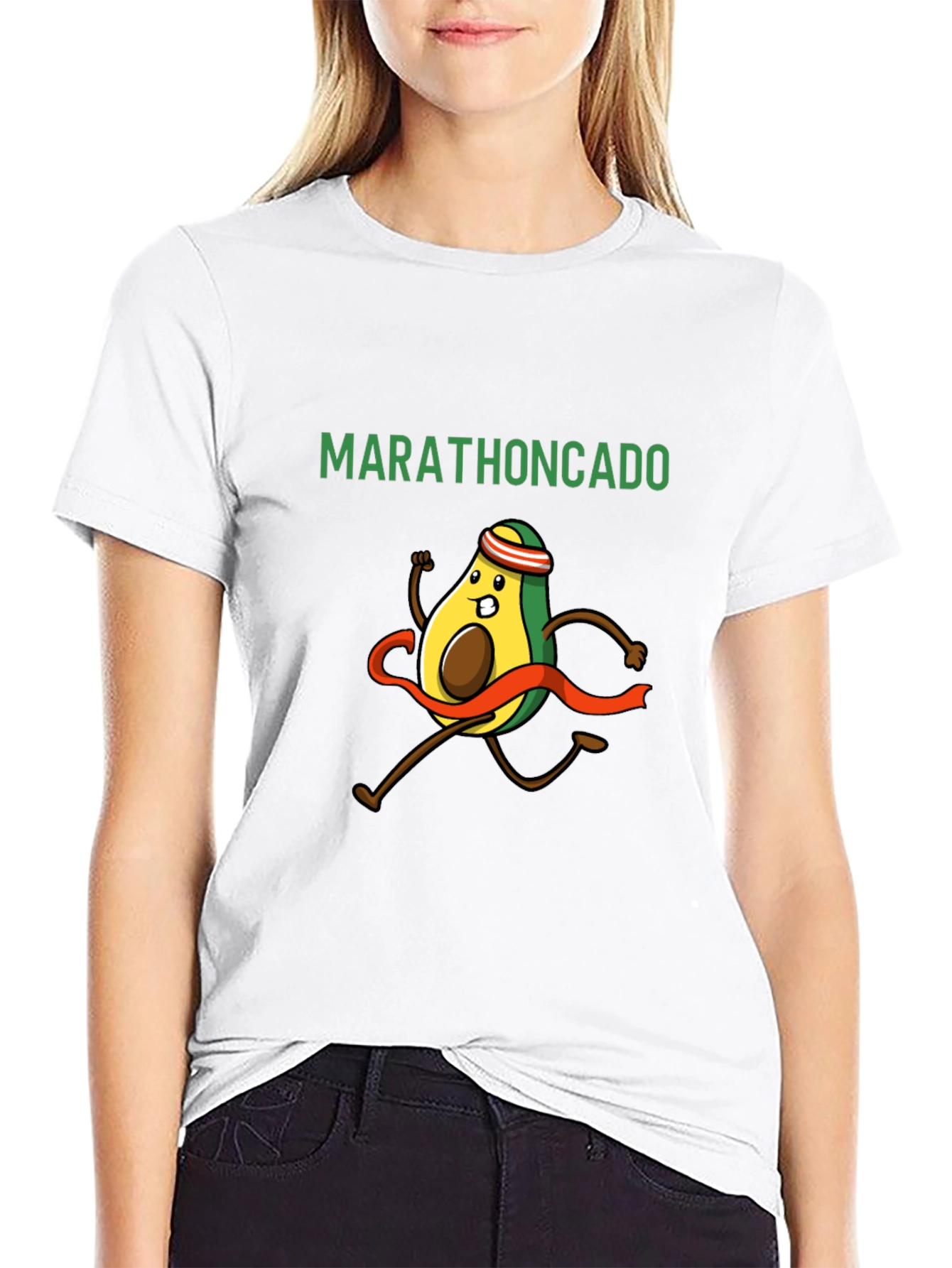 Black Marathoncado T-Shirt - Funny Avocado Running Tee view 9