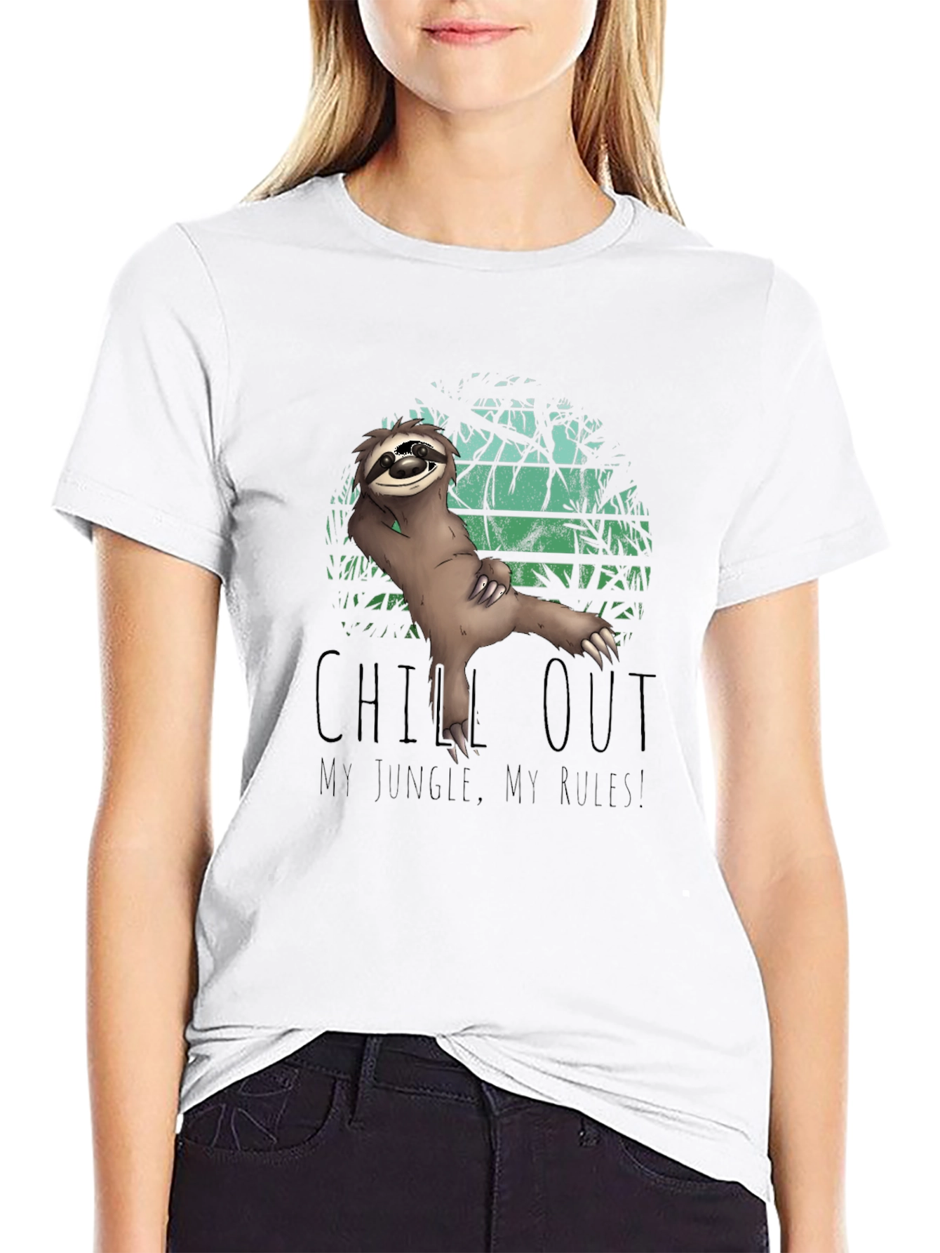 Black Chill Sloth T-Shirt: My Jungle, My Rules view 9