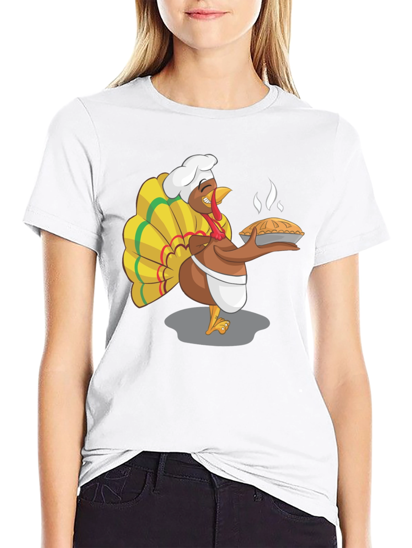 Black Funny Turkey Chef Pie Graphic T-Shirt view 9