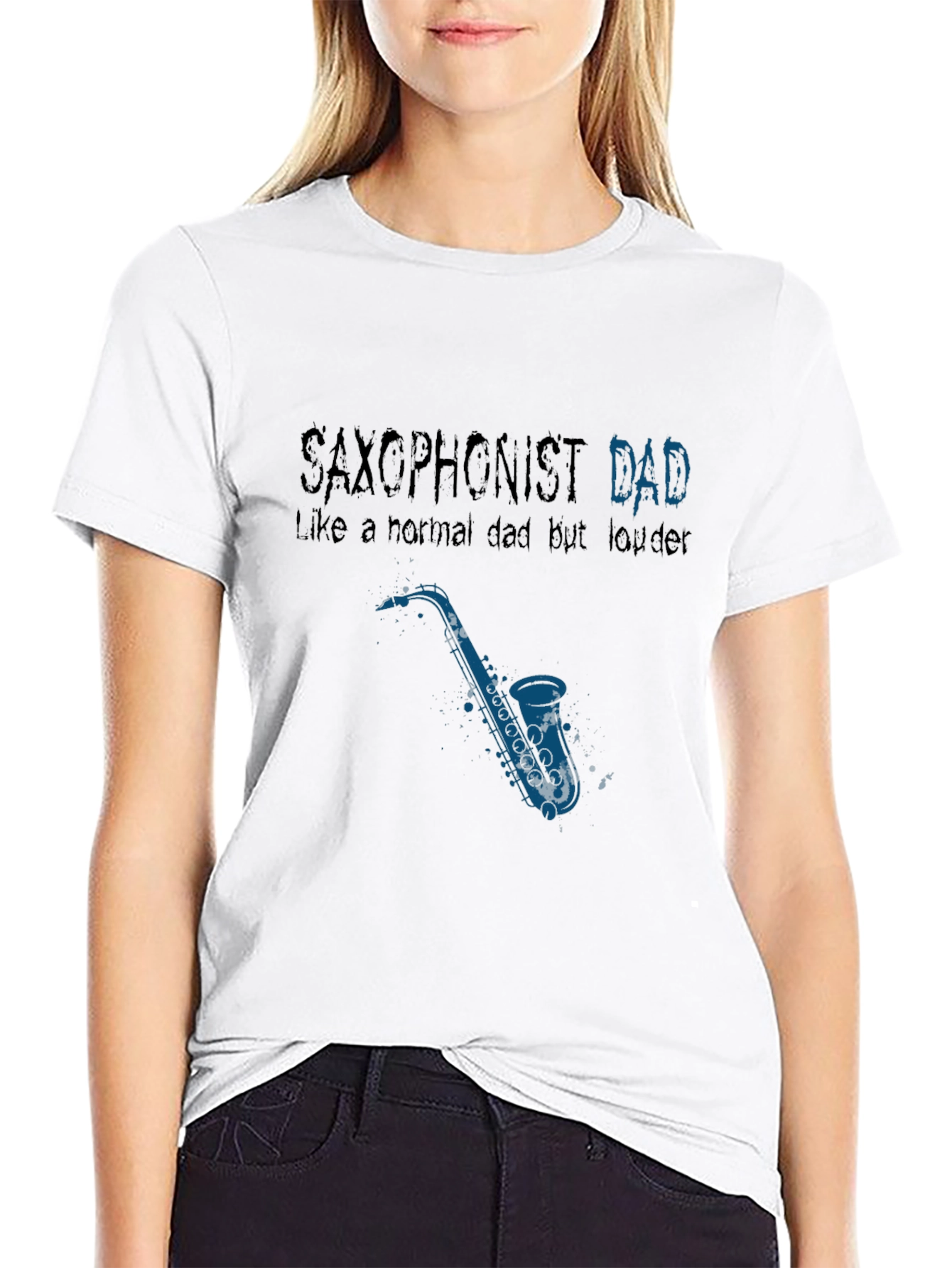 Black Saxophonist Dad T-Shirt - Musician Father's Day Gift view 9