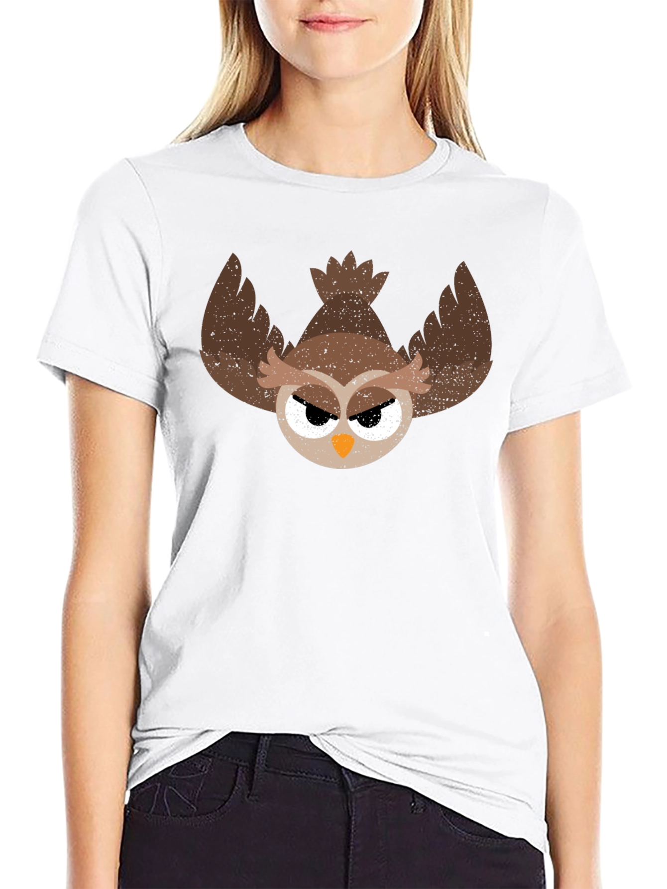 Black Grumpy Owl Graphic Tee - Men's Black T-Shirt view 9