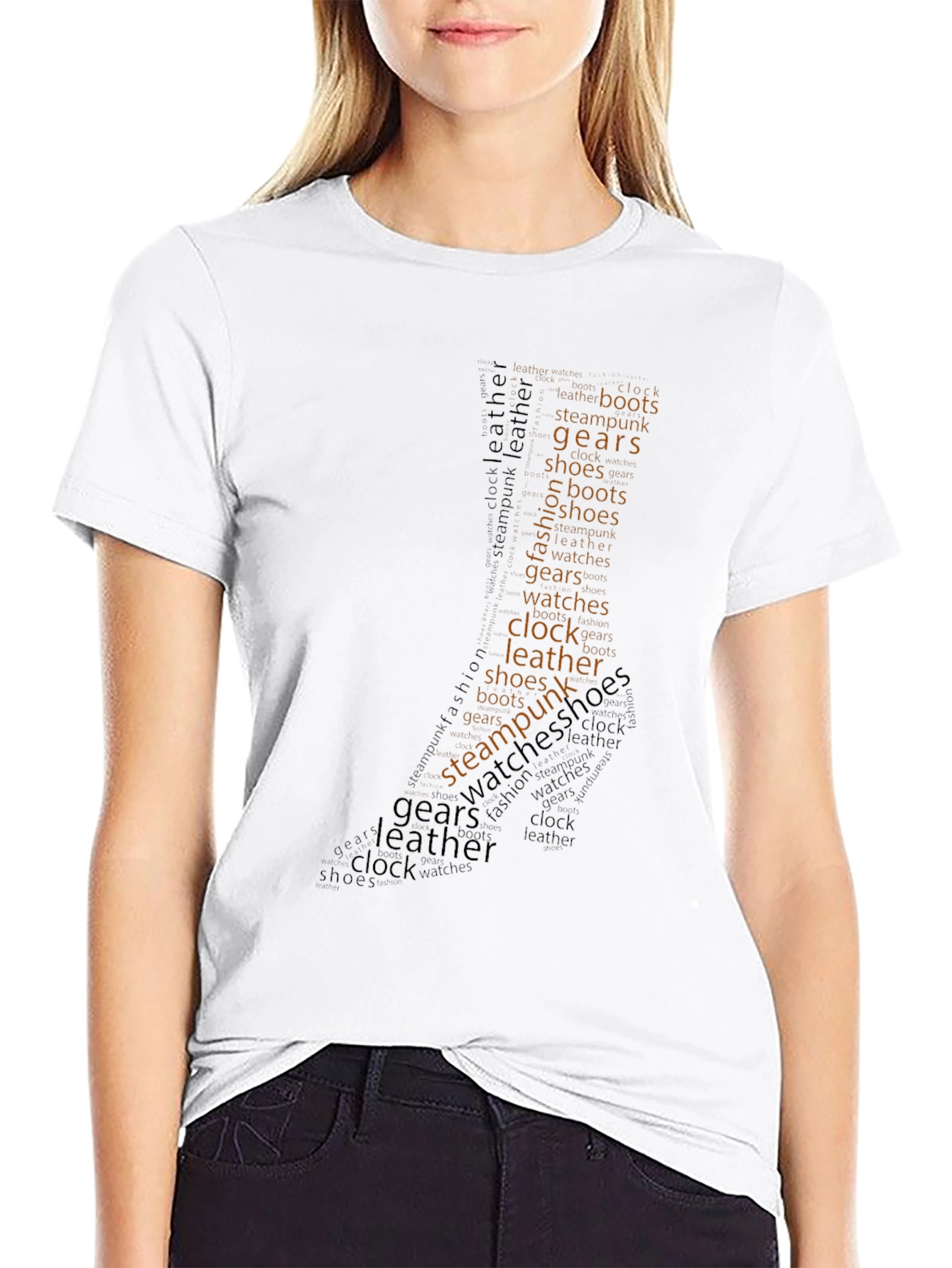 Black Steampunk Word Art Graphic T-Shirt view 9