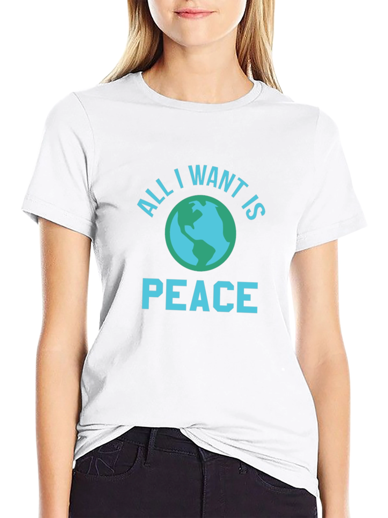 Black All I Want is Peace T-Shirt view 9