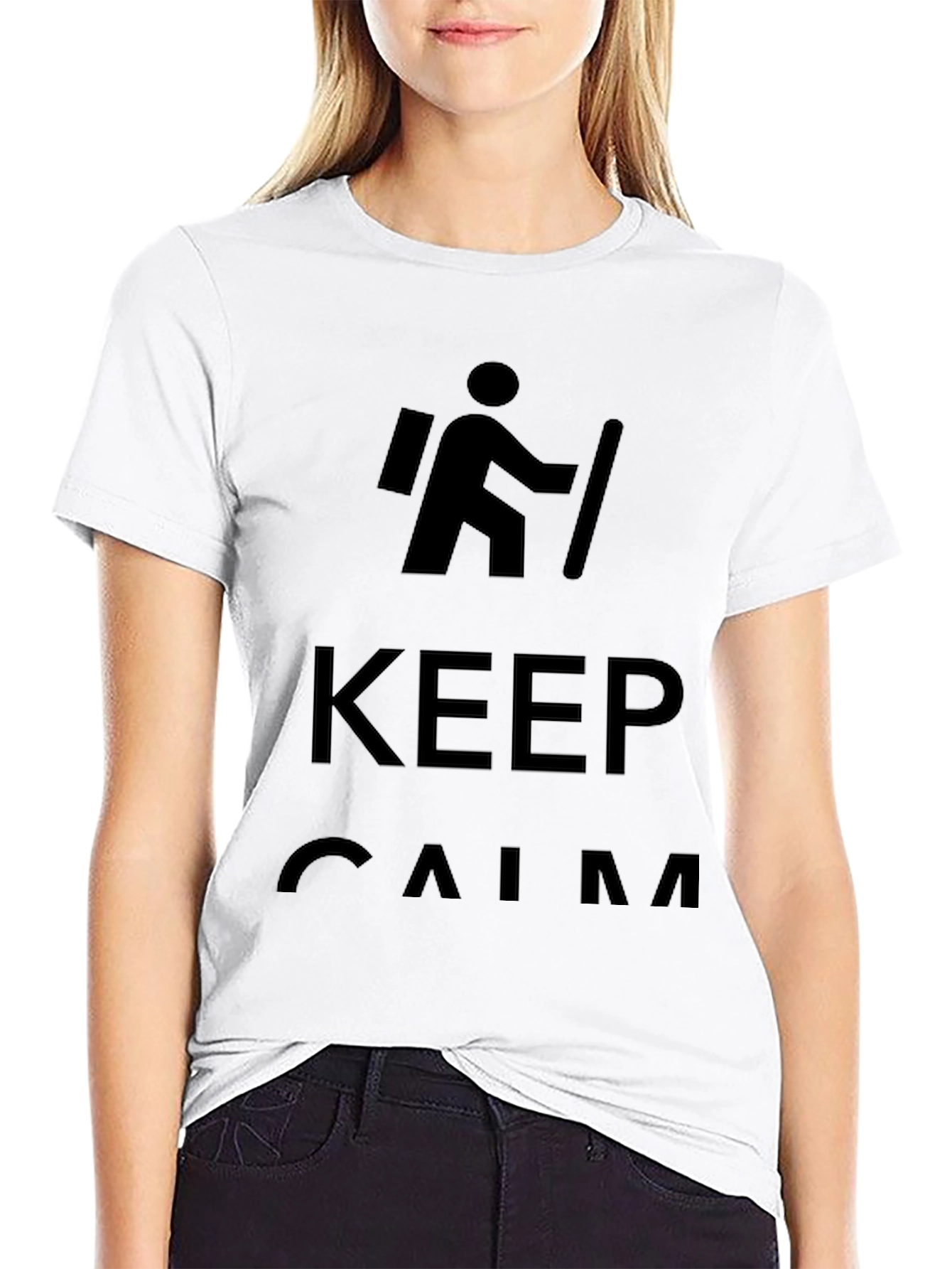 Black Keep Calm Hiking T-Shirt - Men's Crew Neck Tee view 9