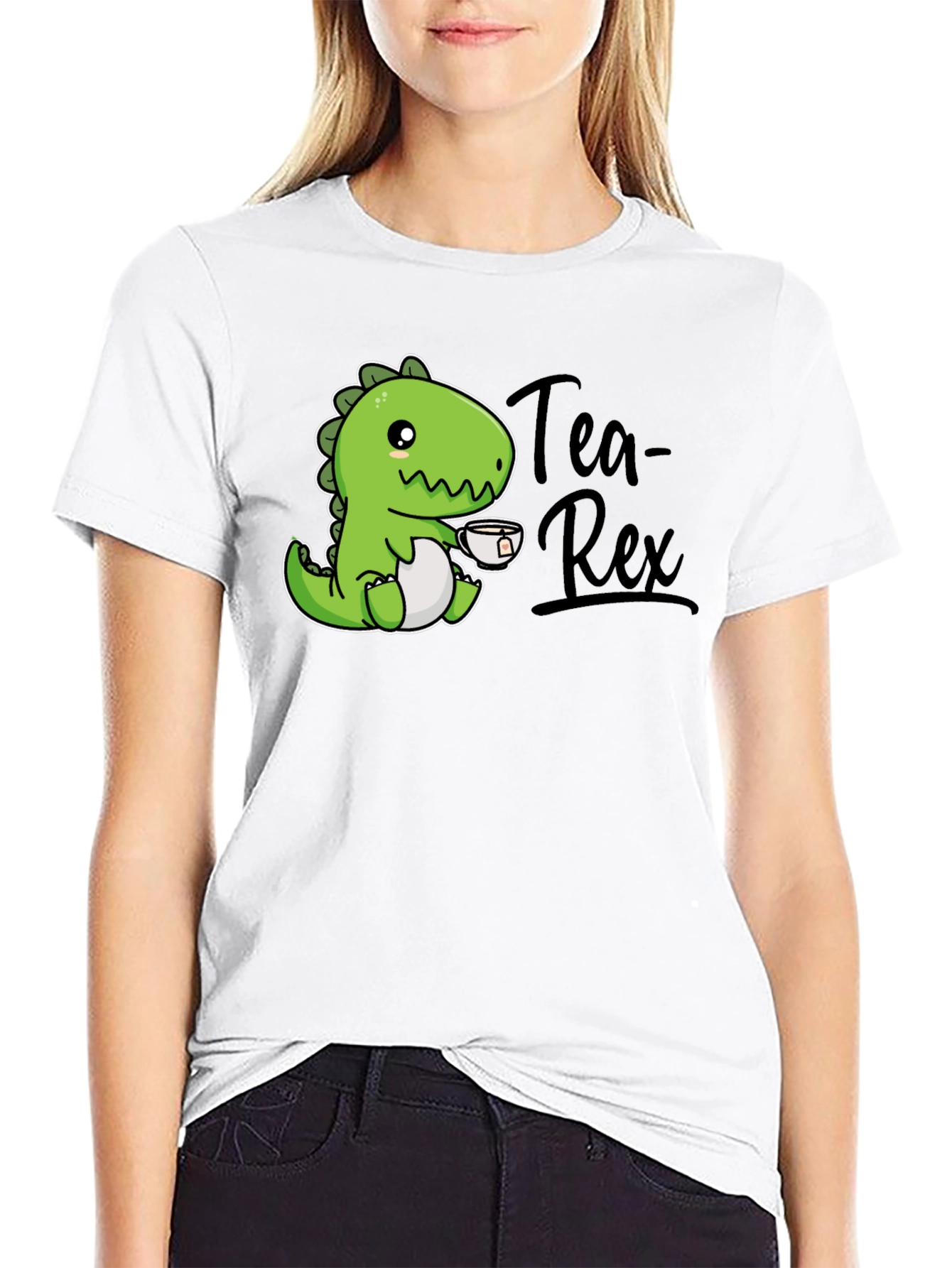 Black Tea Rex T-Shirt - Cute Dinosaur Graphic Tee view 9