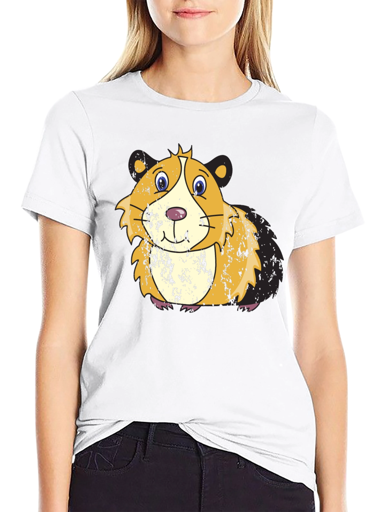 Black Cute Guinea Pig Graphic Tee view 9