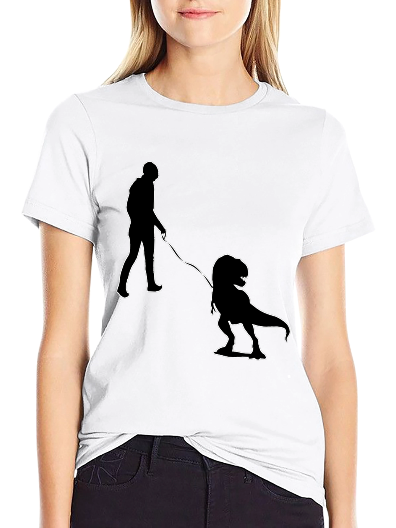 Black Dino Walk T-Shirt - Funny Novelty Tee view 9