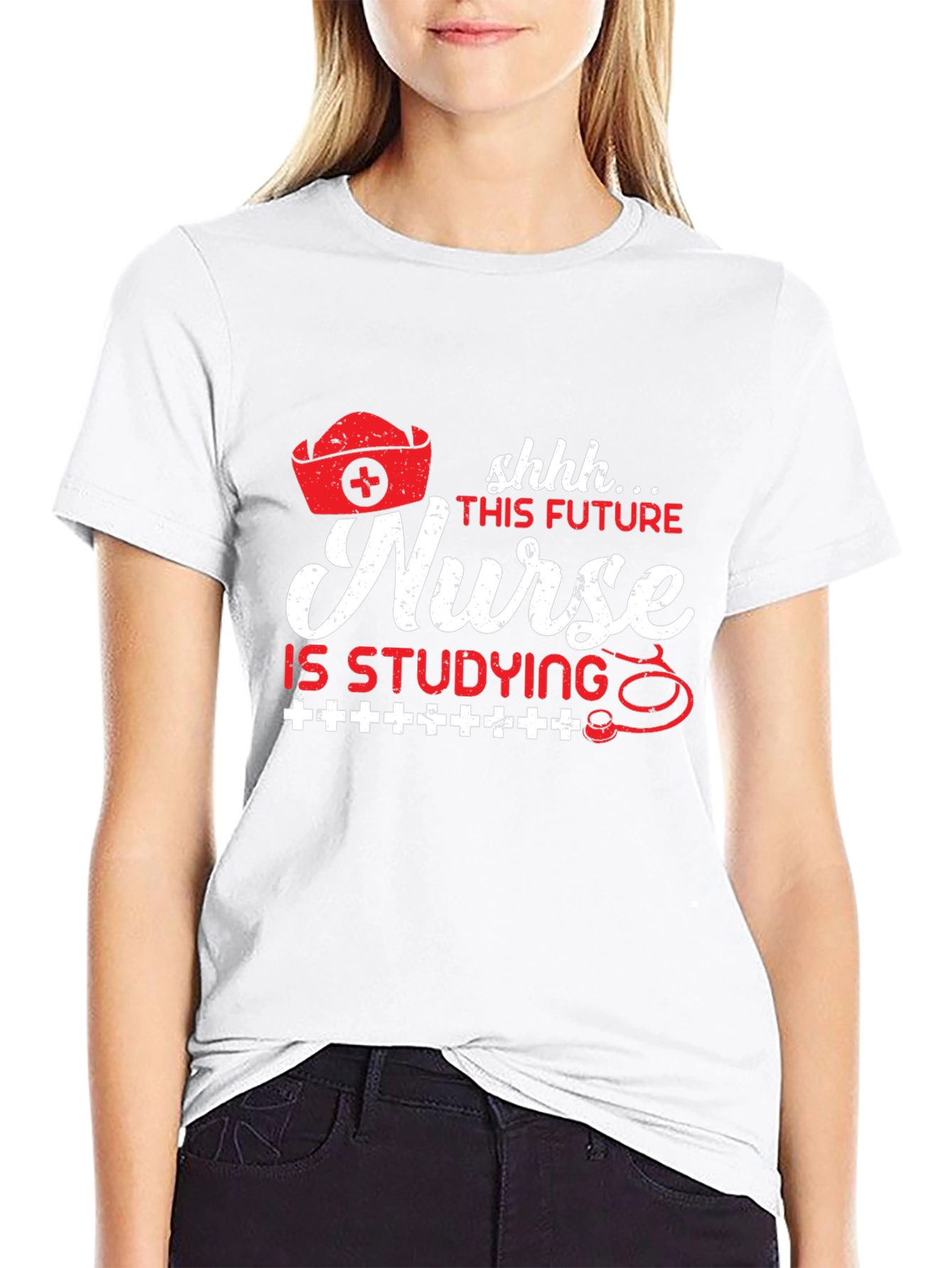 Black Future Nurse Studying Black T-Shirt view 9