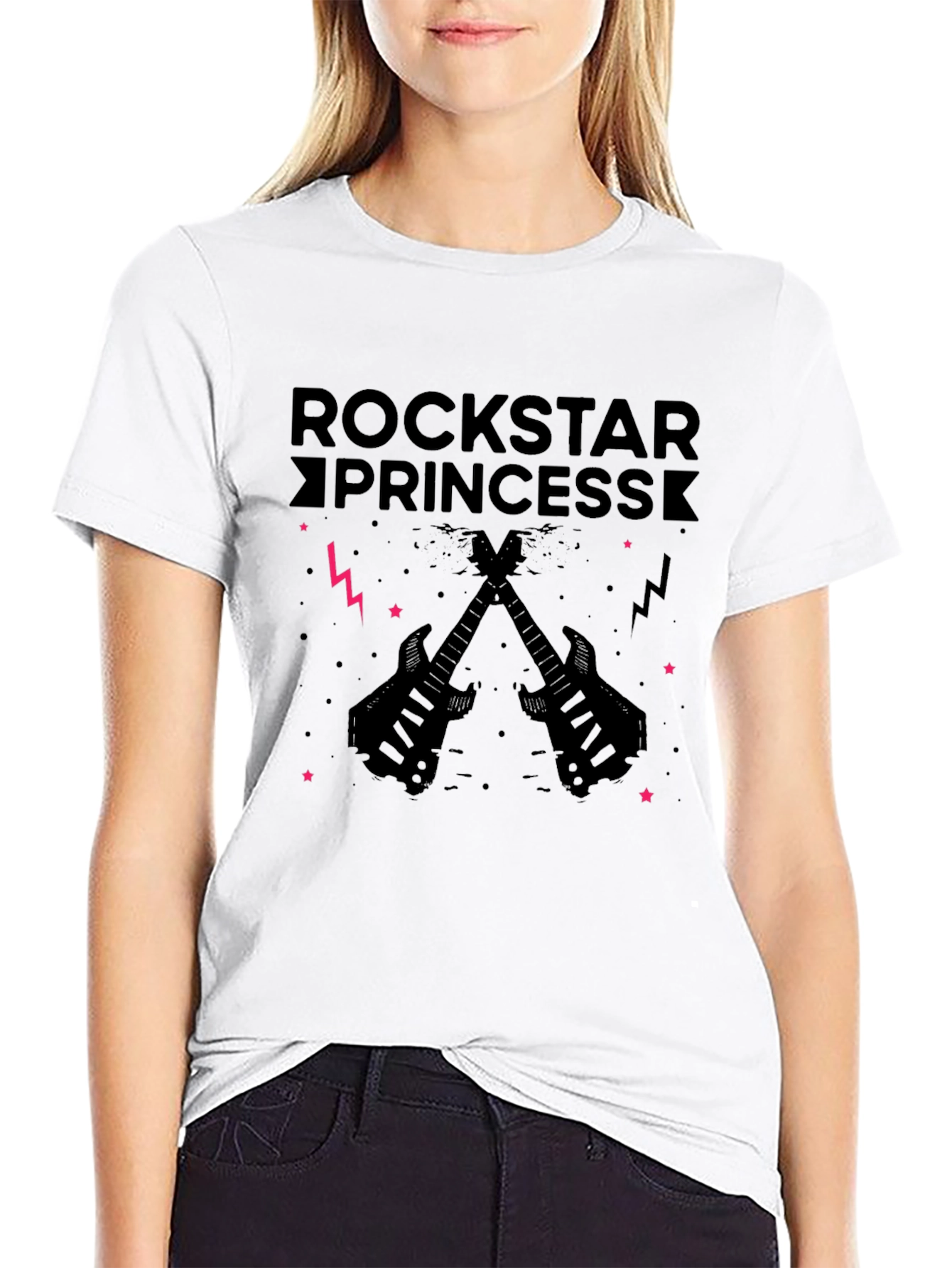 Black Rockstar Princess T-Shirt - Black Graphic Tee view 9