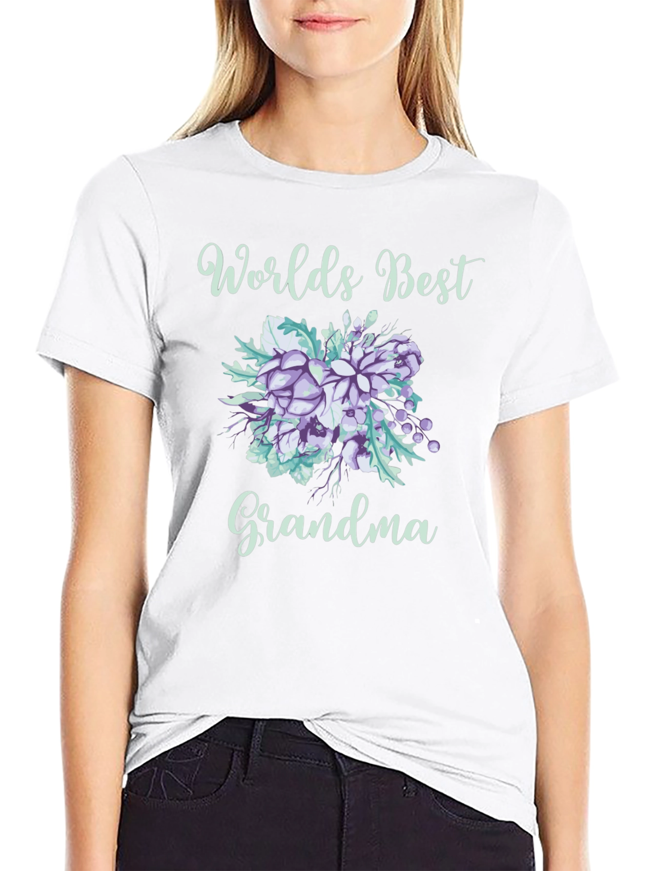 Black World's Best Grandma Floral T-Shirt view 9