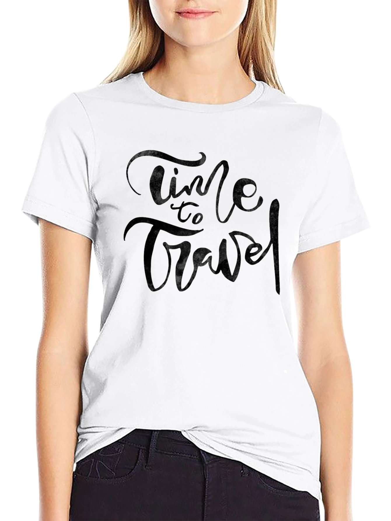 Black Time to Travel Graphic Tee - Black Cotton Comfort view 9