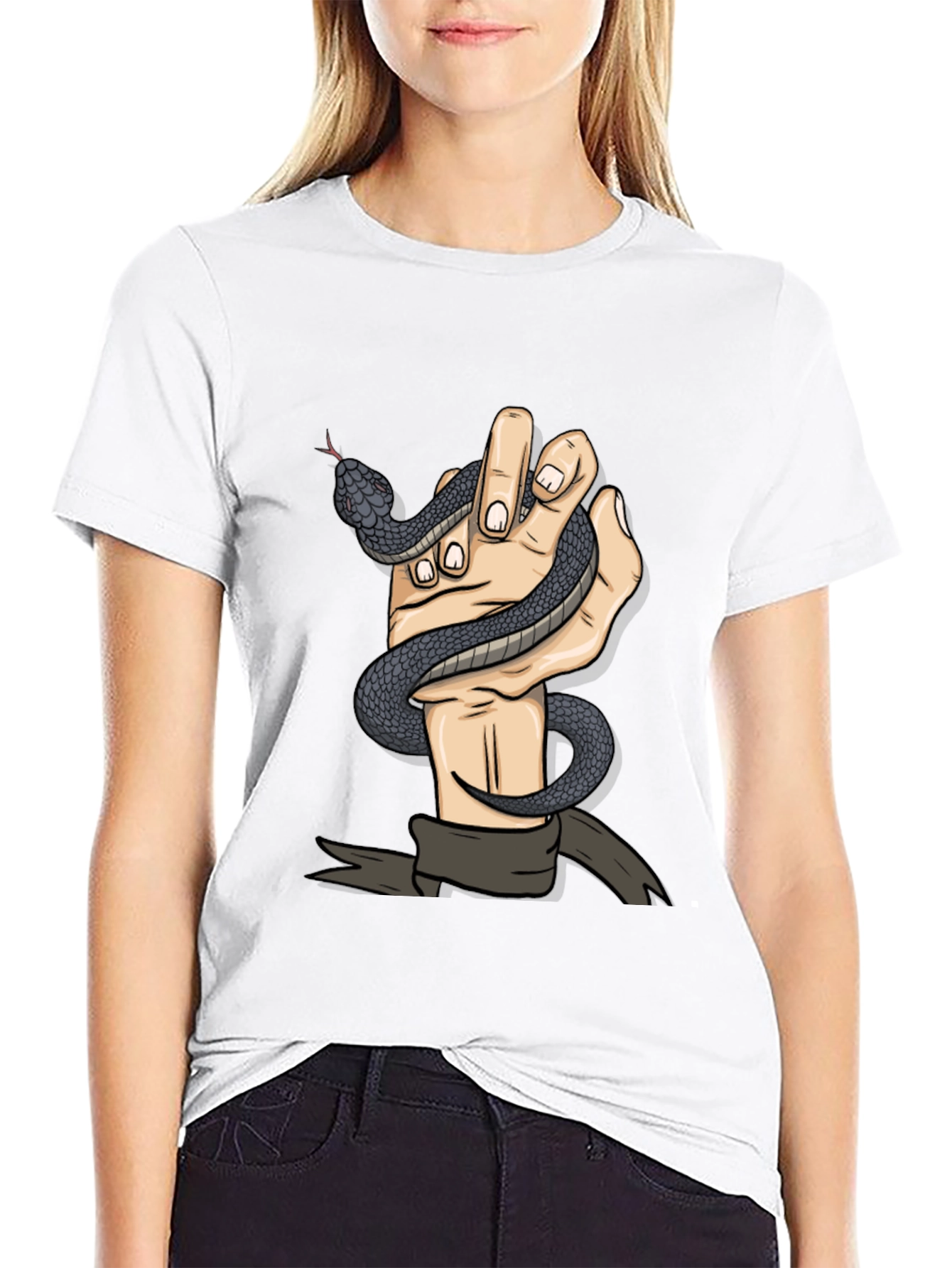 Black Snake Hand Graphic Tee - Men's Black T-Shirt view 9