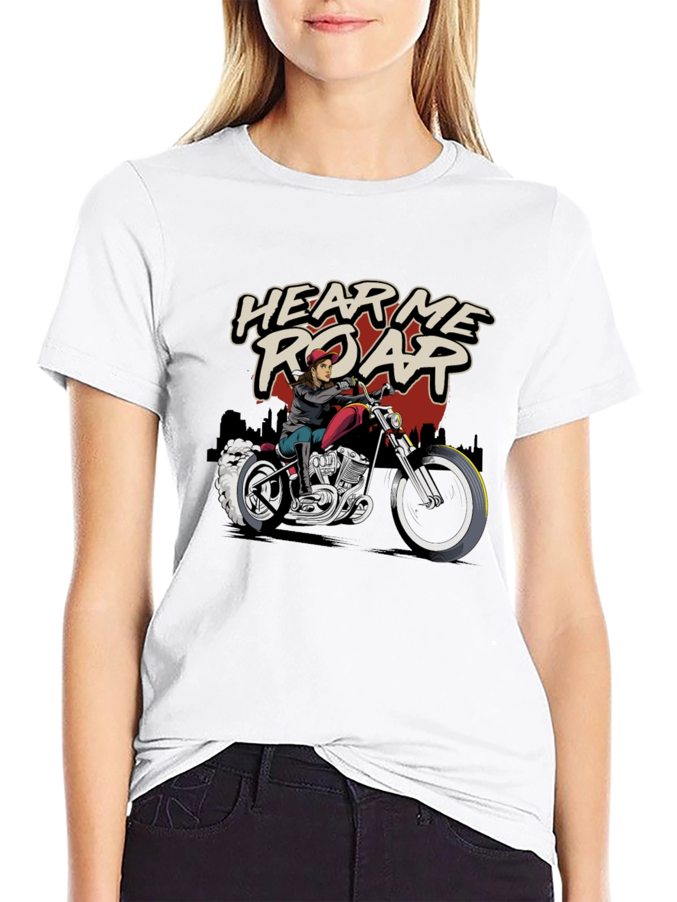 Hear Me Roar Biker T-Shirt - Black Cotton Tee - 9