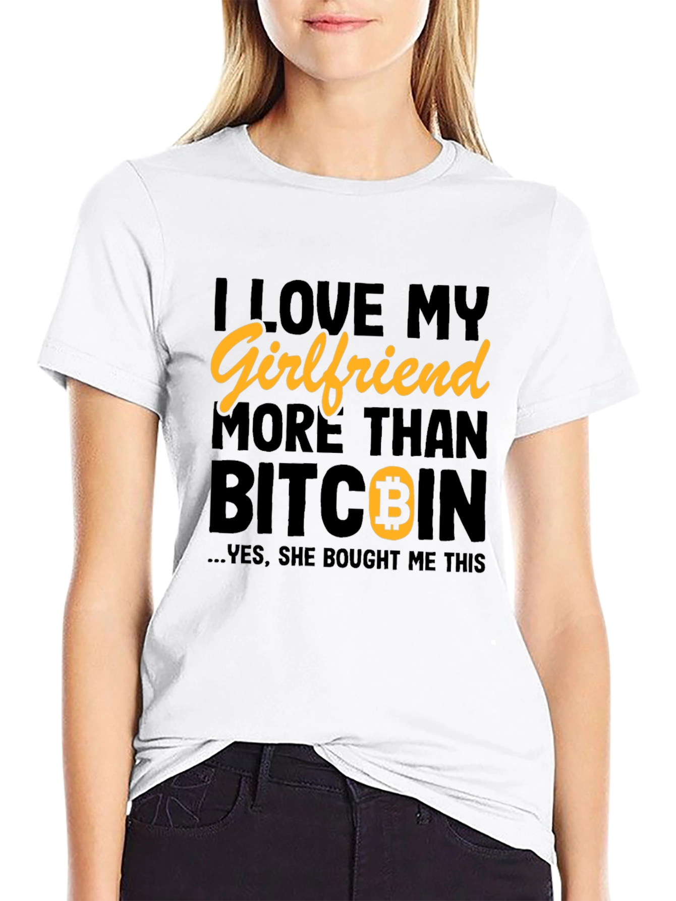 Black I Love My Girlfriend More Than Bitcoin Graphic T-Shirt view 9