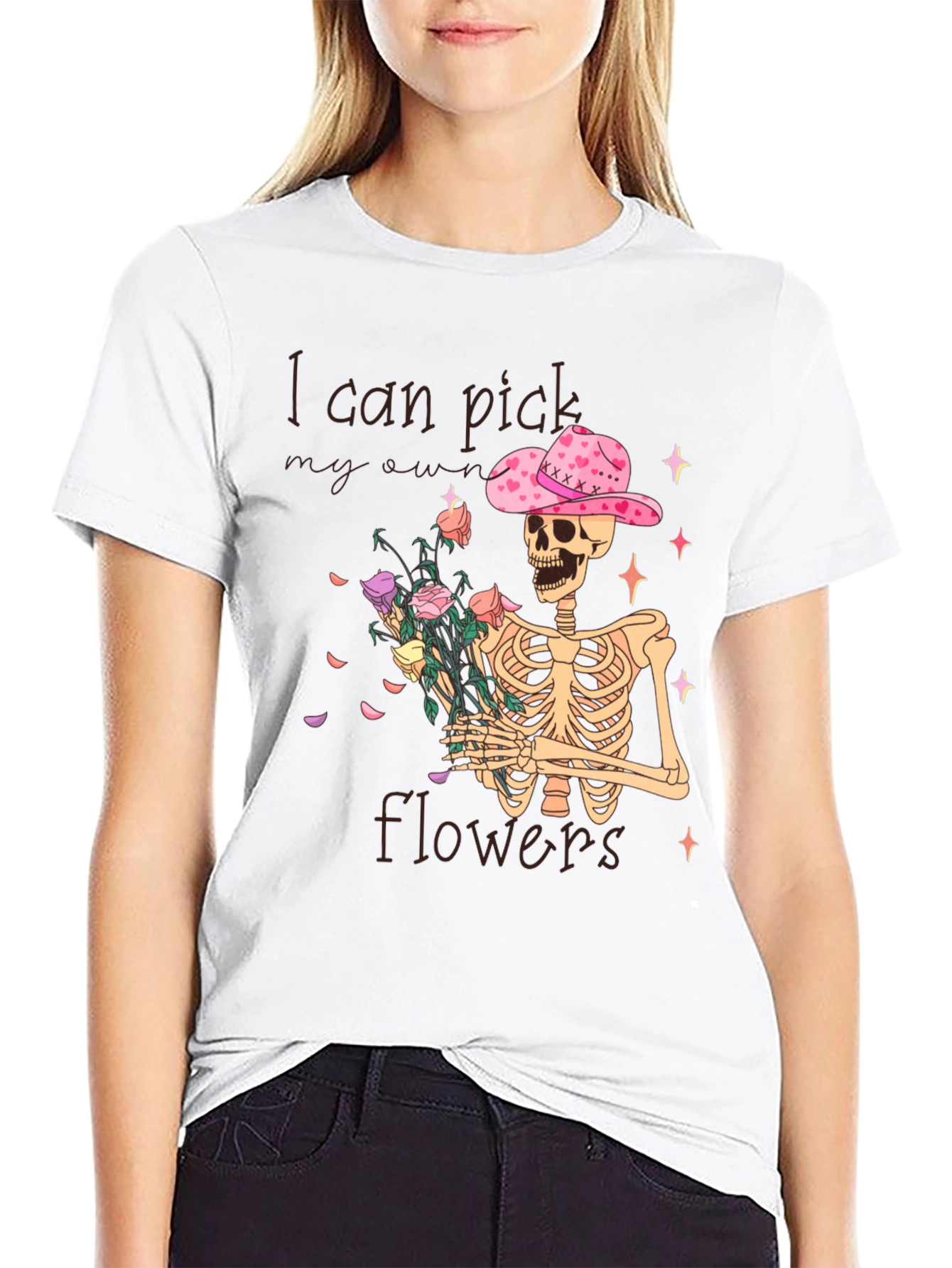 Black I Can Pick My Own Flowers T-Shirt view 9