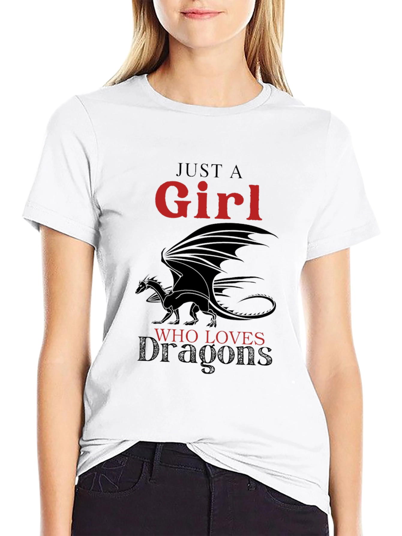 Black Just a Girl Who Loves Dragons T-Shirt view 9
