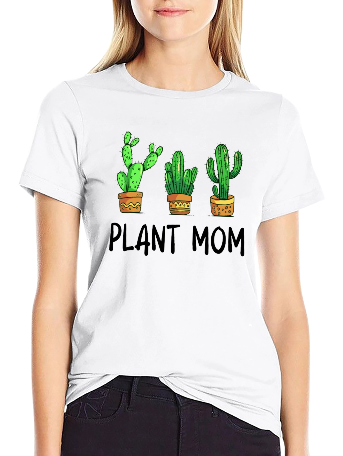 Black Plant Mom Cactus Graphic T-Shirt view 9