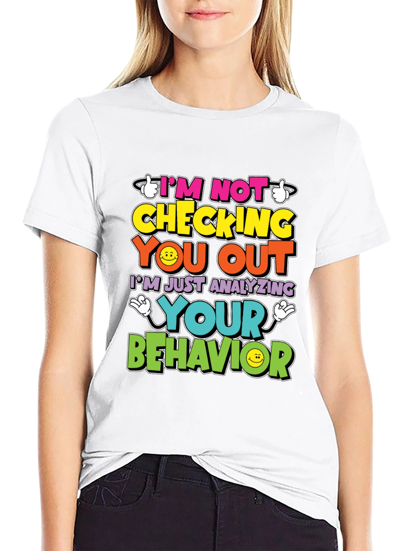 Black Funny Psychology T-Shirt - I'm Not Checking You Out view 9