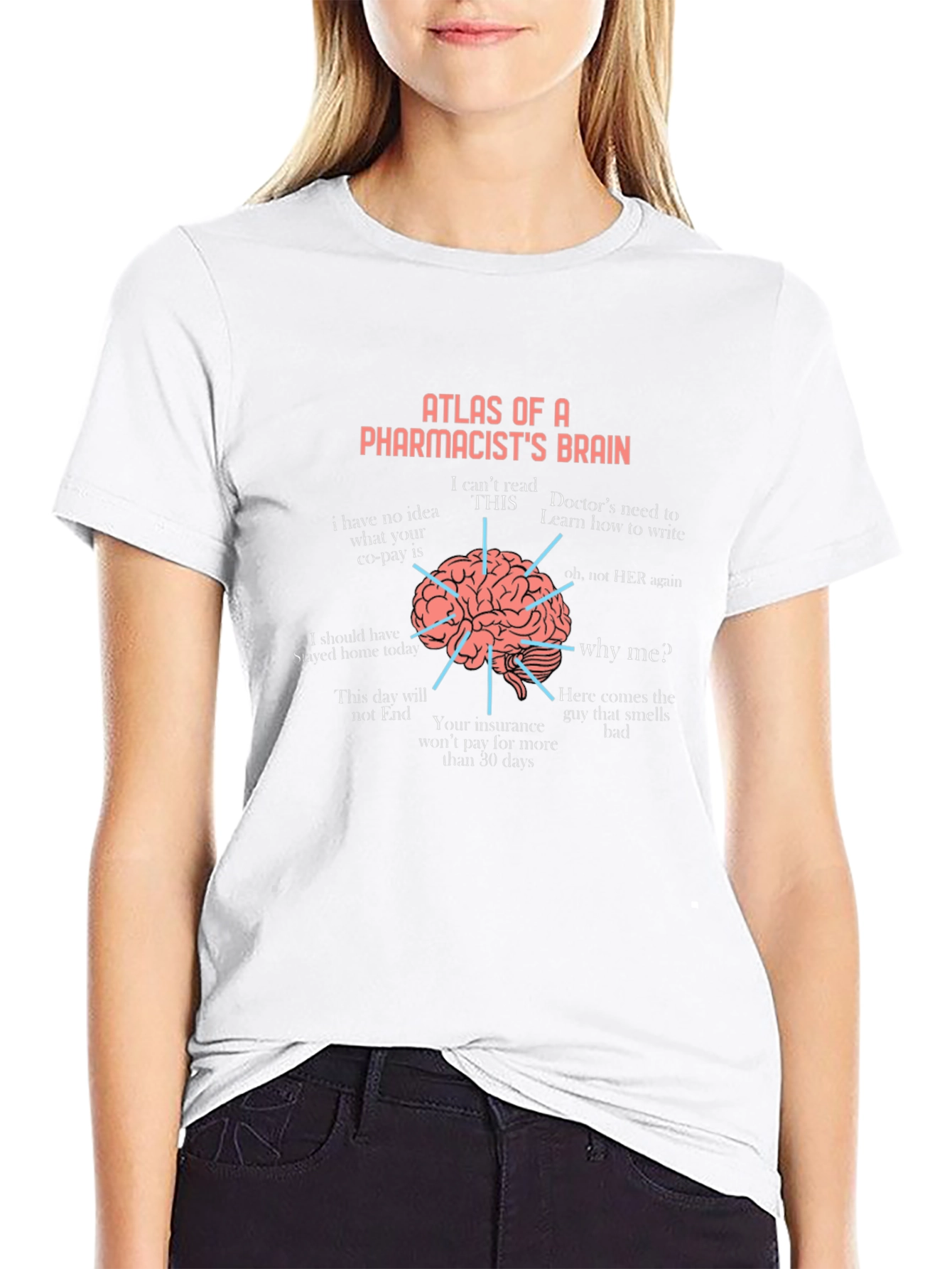 Black Pharmacist Brain Atlas Funny Graphic T-Shirt view 9