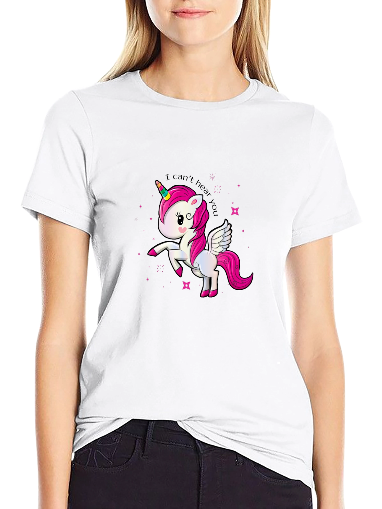 Black Funny Unicorn T-Shirt - I Can't Hear You! view 9