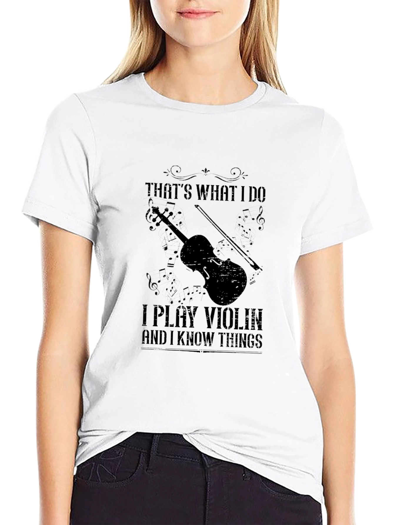 Black I Play Violin and I Know Things T-Shirt view 9