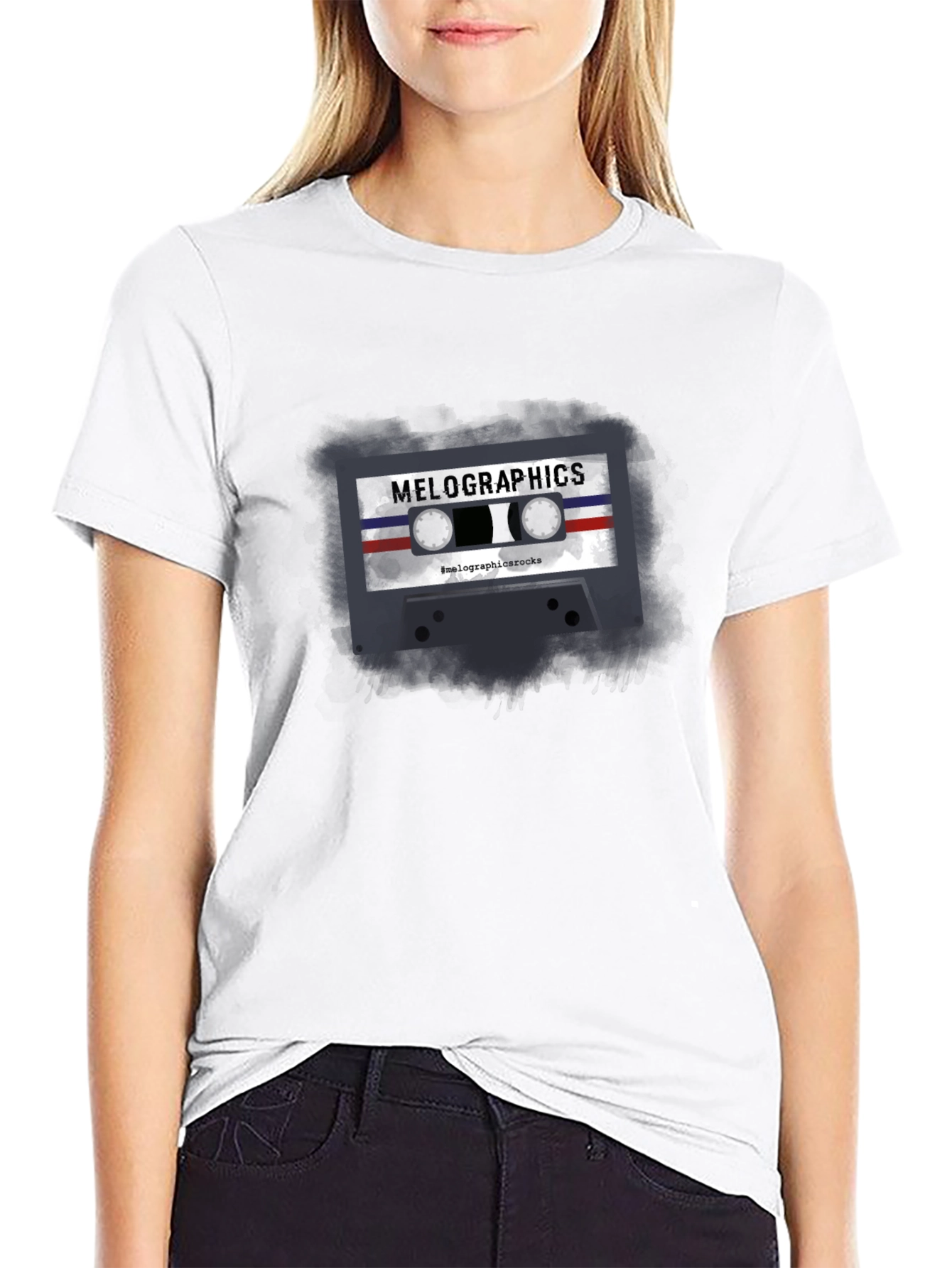 Black Retro Cassette Tape Graphic T-Shirt view 9