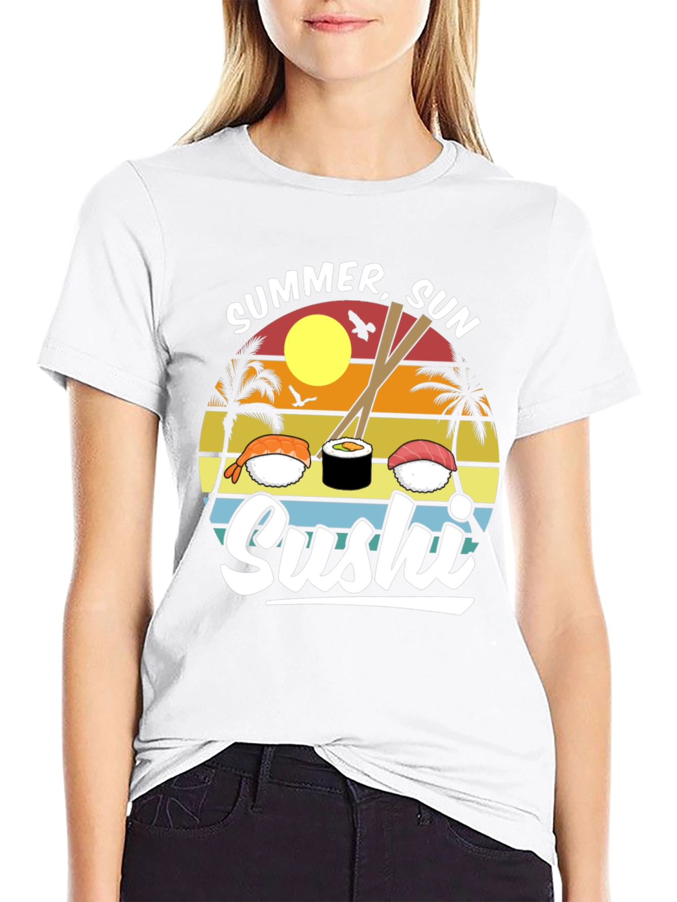 Black Summer Sun Sushi Graphic Tee view 9