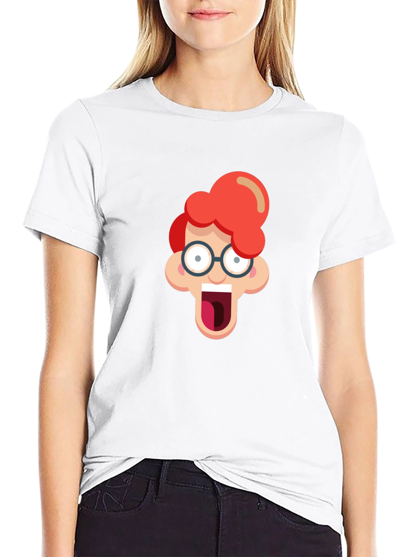 Black Cartoon Nerd Graphic T-Shirt view 9