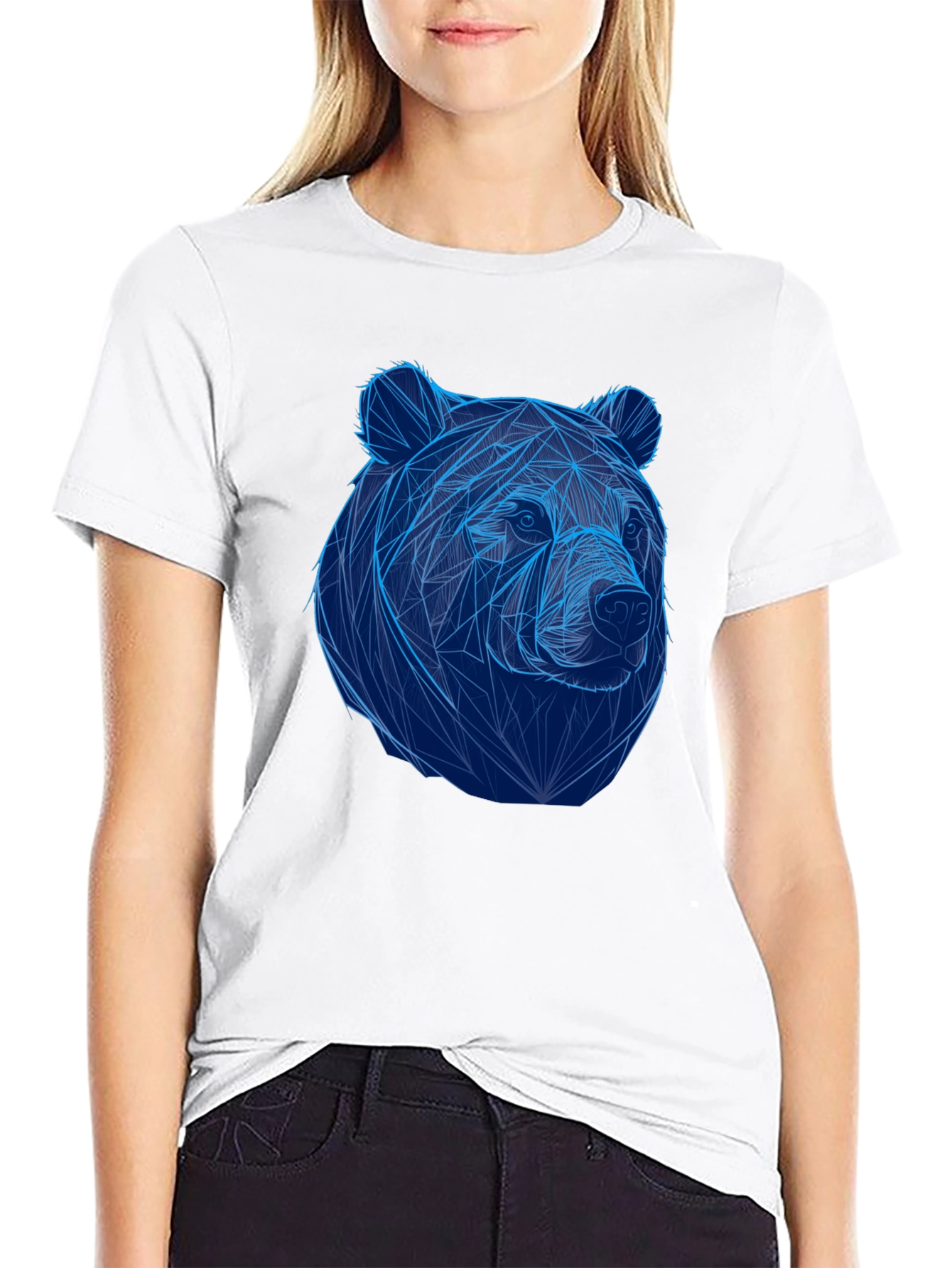 Black Geometric Bear Graphic Tee - Cool Animal Design view 9