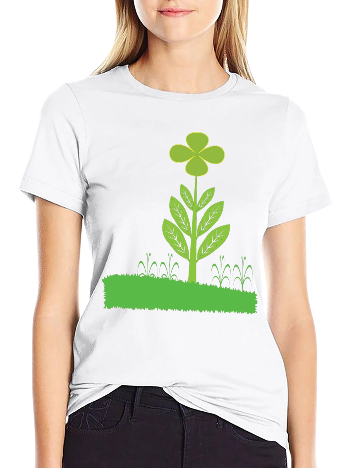 Black Clover Plant Graphic T-Shirt - Black Cotton Blend view 9