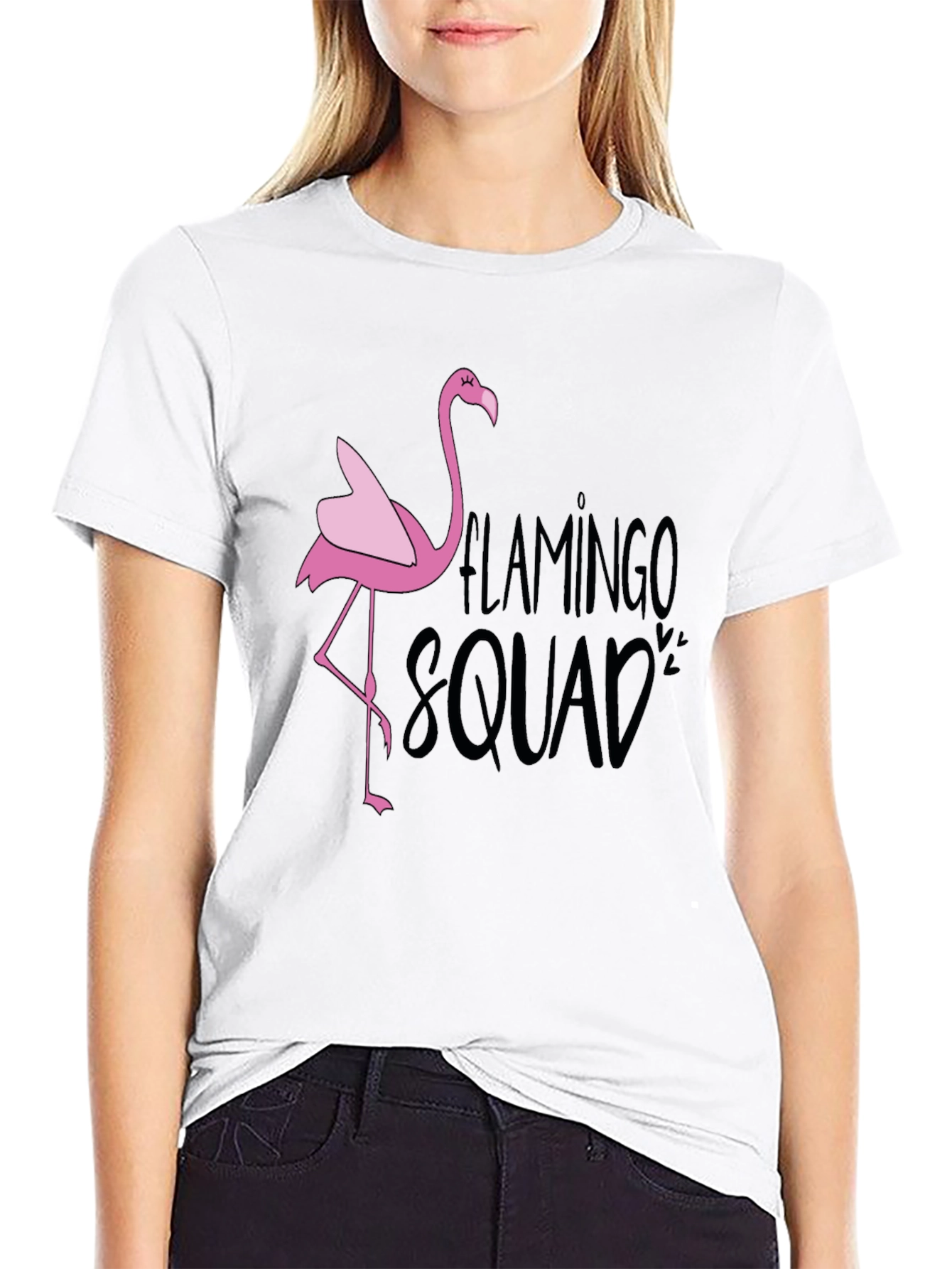 Flamingo Squad Graphic T-Shirt - Black Casual Tee - 9