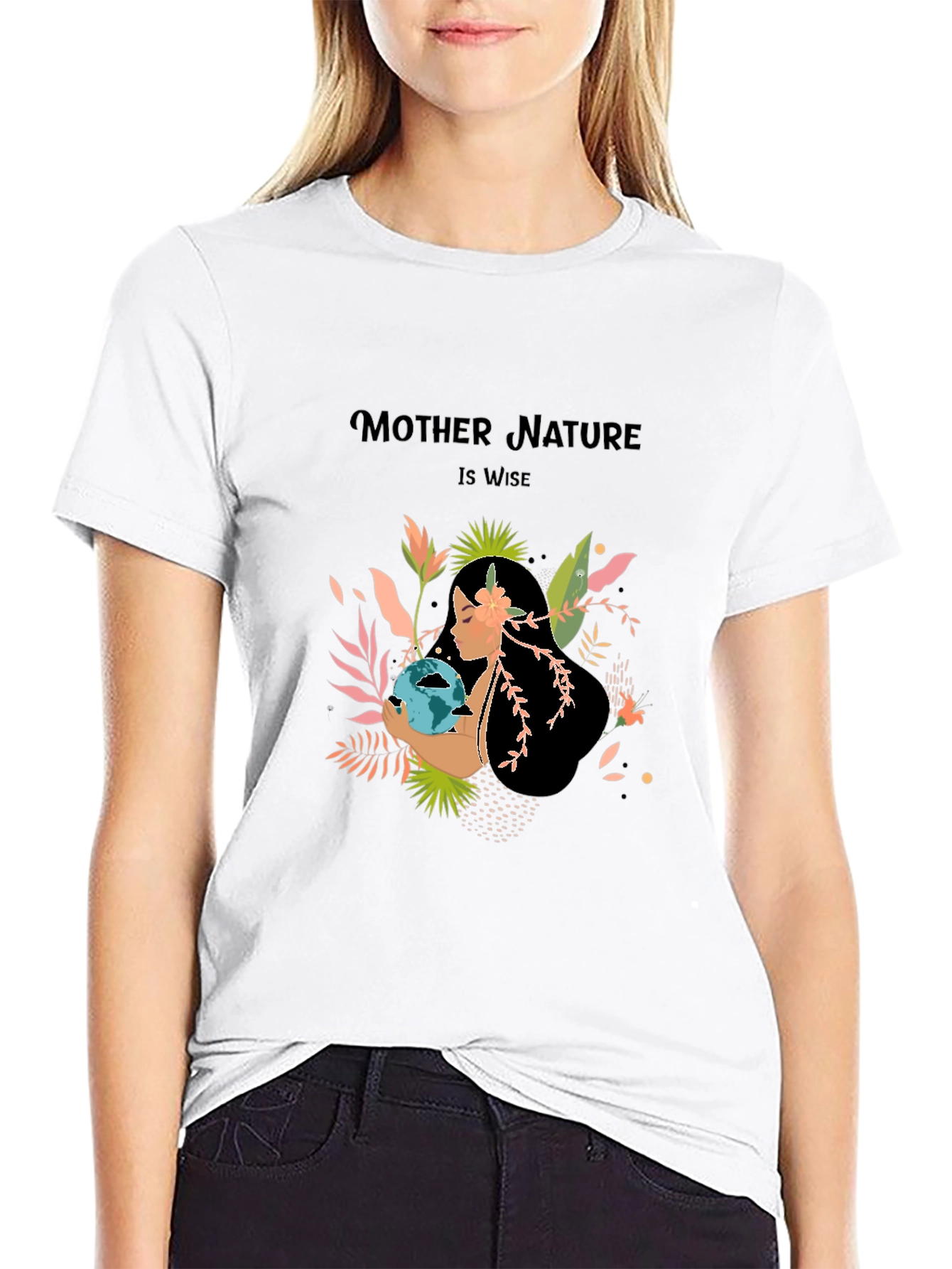 Black Mother Nature T-Shirt - Earth Day Apparel view 9