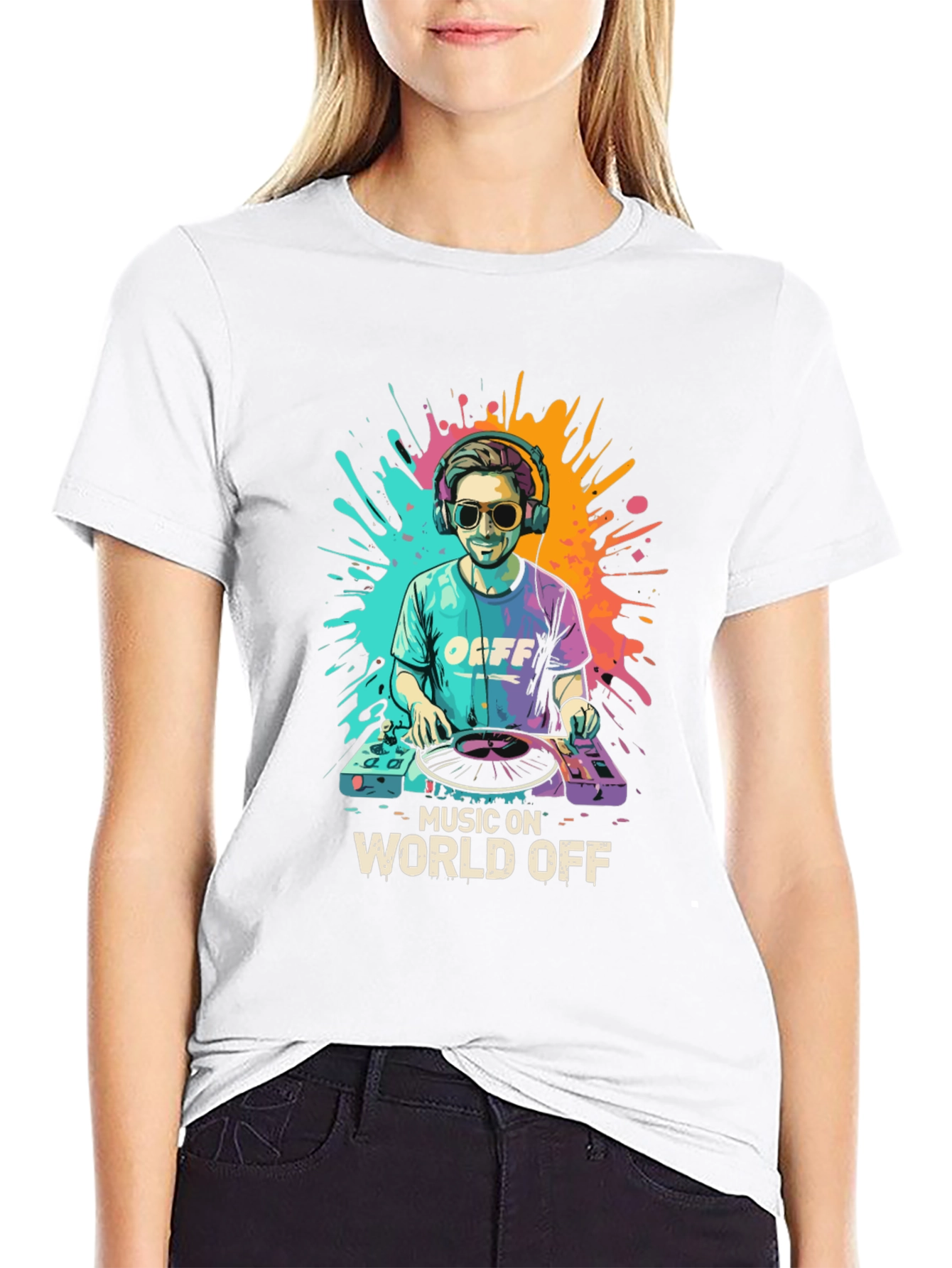Black Music On World Off DJ Graphic Tee - Stylish Black T-Shirt view 9