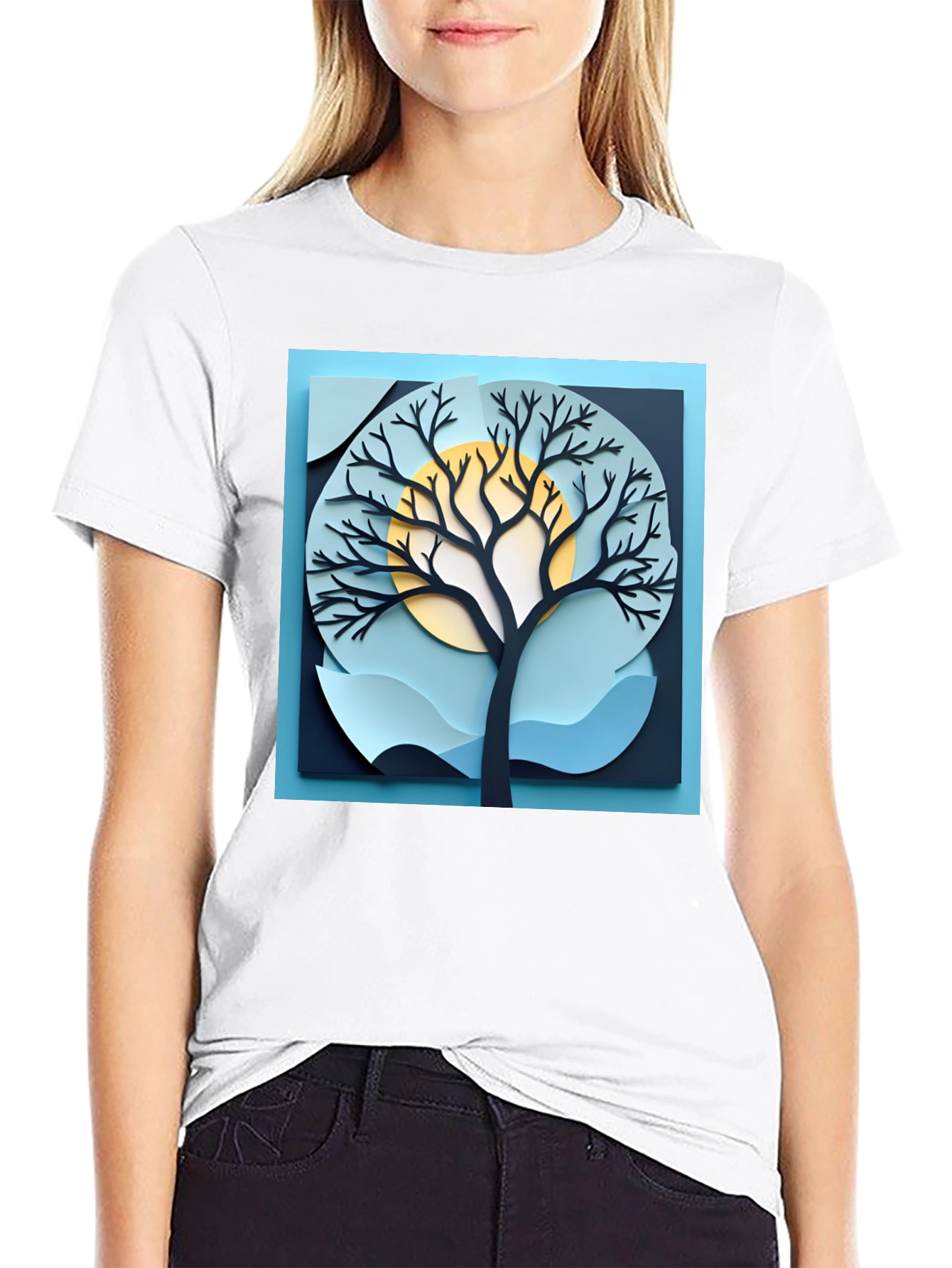 Black Stylish Tree Graphic Black T-Shirt view 9