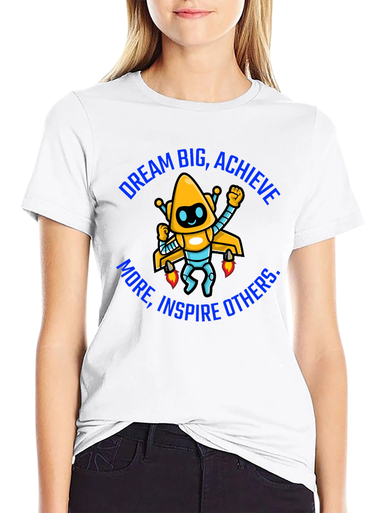 Dream Big Graphic Tee - Motivational Robot Shirt - 9