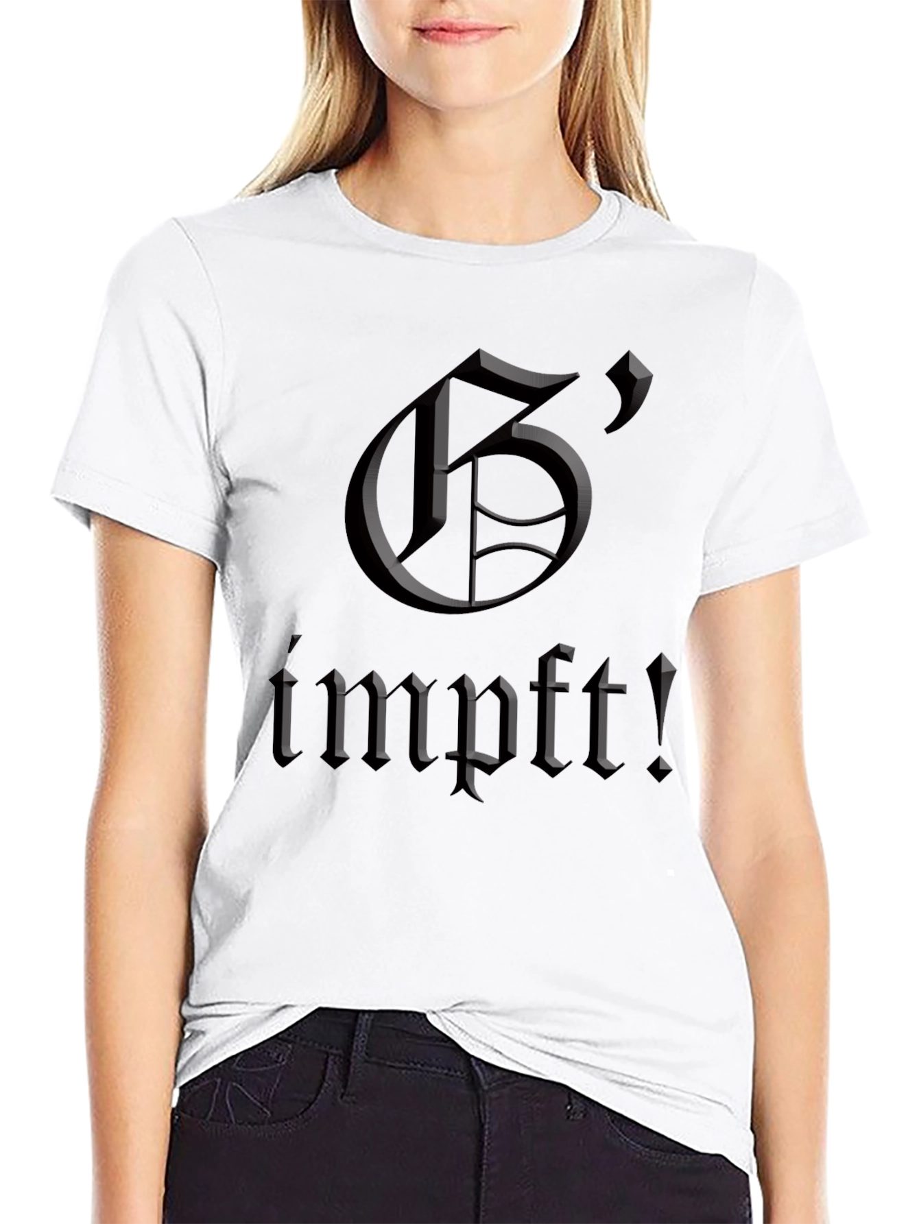 Black Graphic Tee - "Geimpft!" - Black view 9