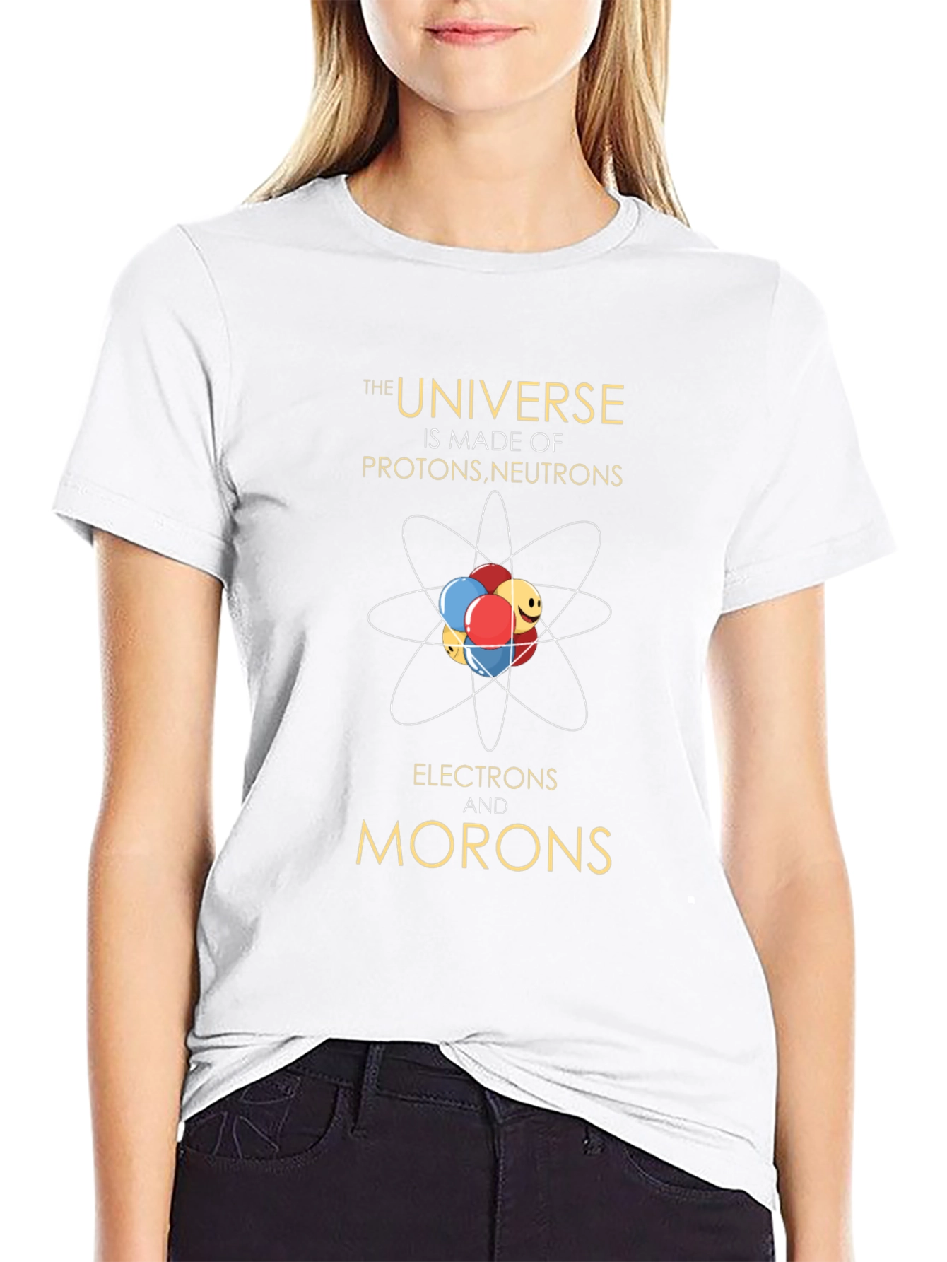 Black Funny Science T-Shirt - Universe Made of Morons view 9