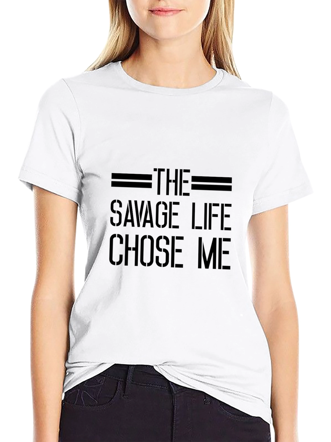 Black The Savage Life T-Shirt - Black Crew Neck view 9