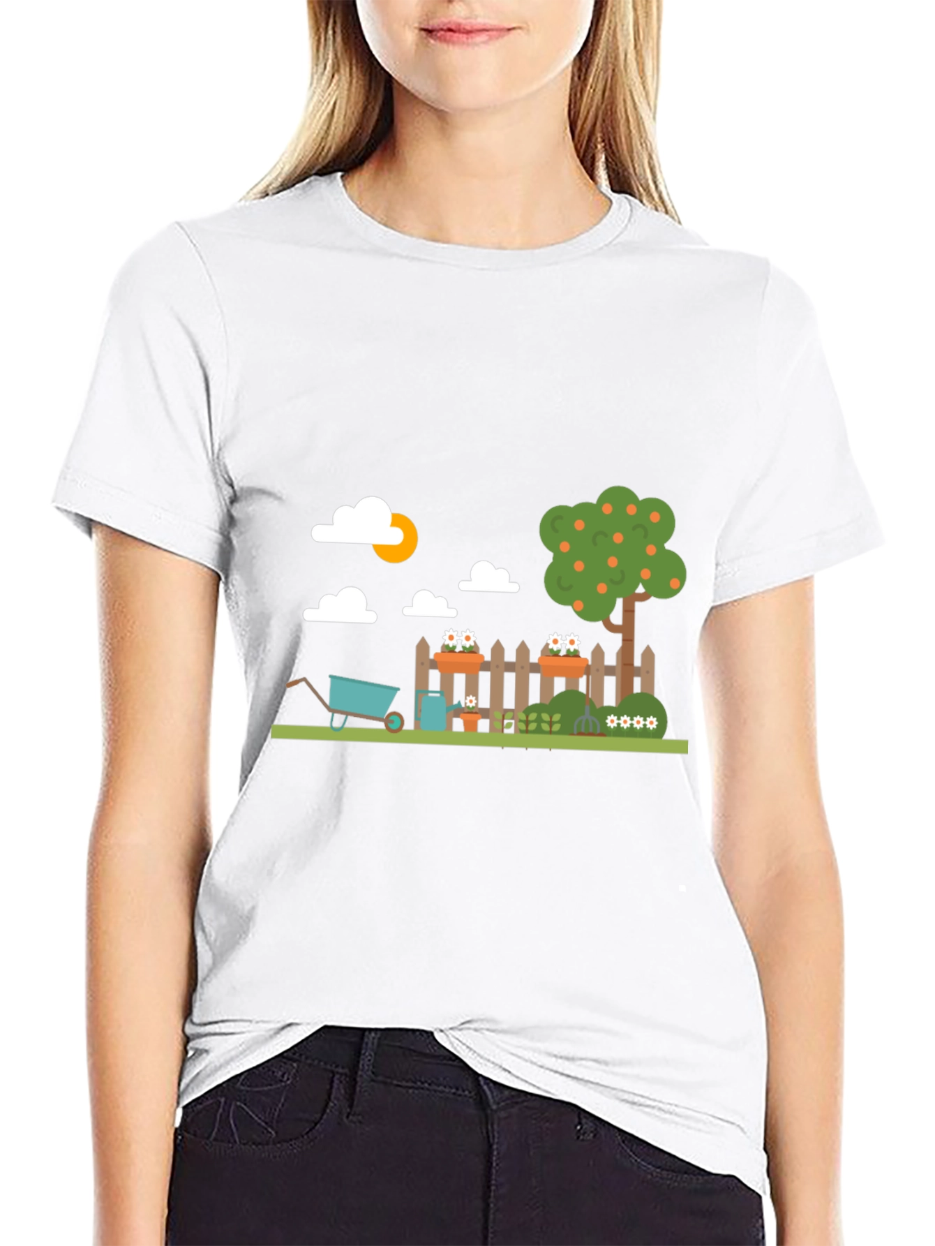 Black Gardening Fun Graphic Tee - Black Cotton Casual view 9