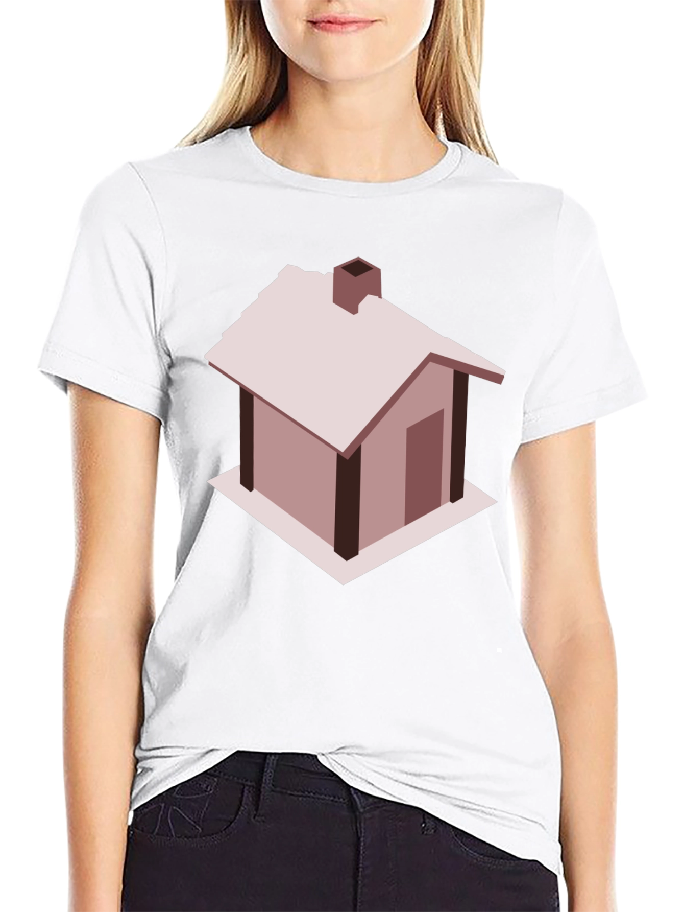 Black Isometric House Graphic Tee - Modern Minimalist Design view 9