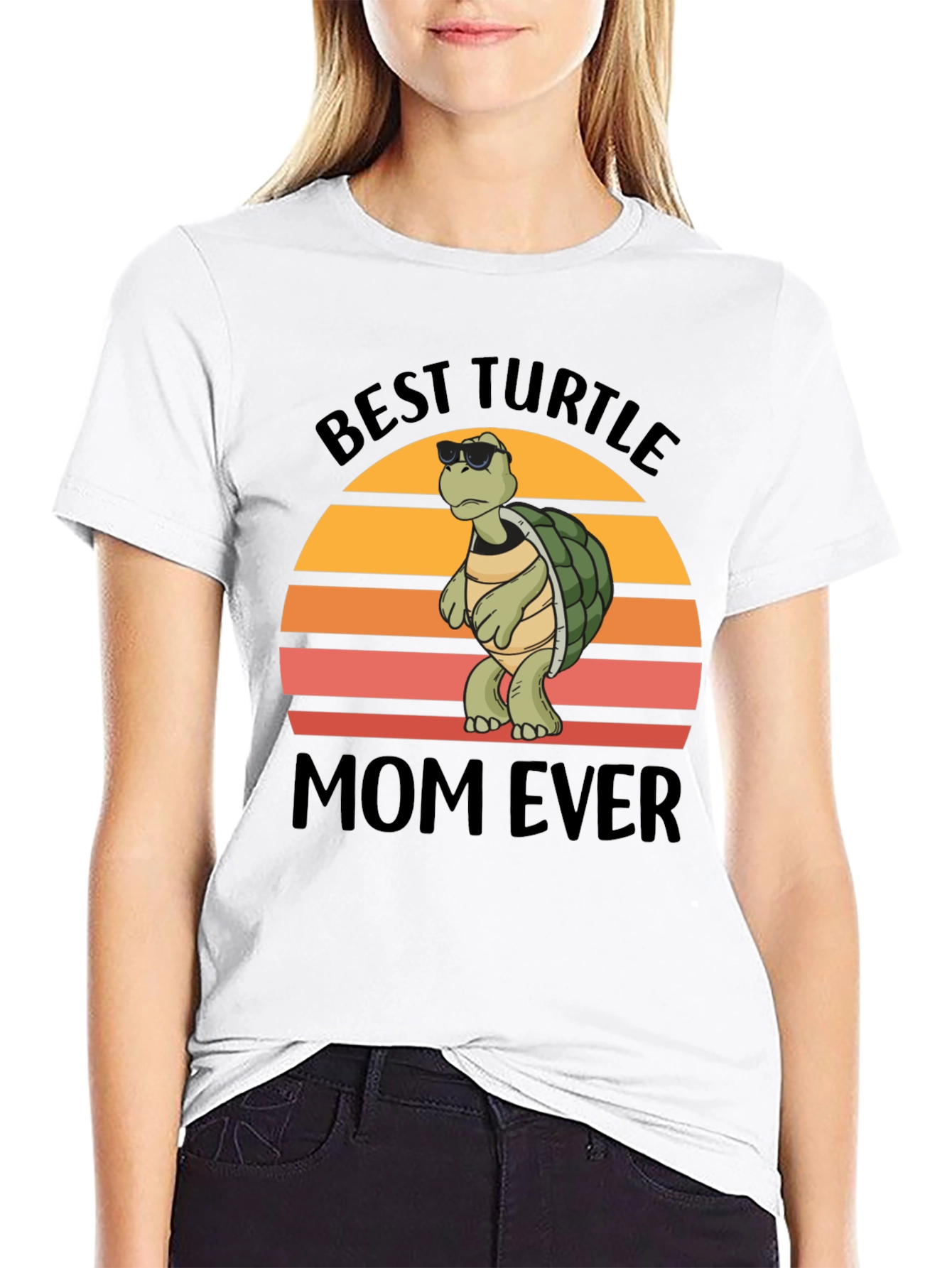 Black Best Turtle Mom Ever T-Shirt view 9