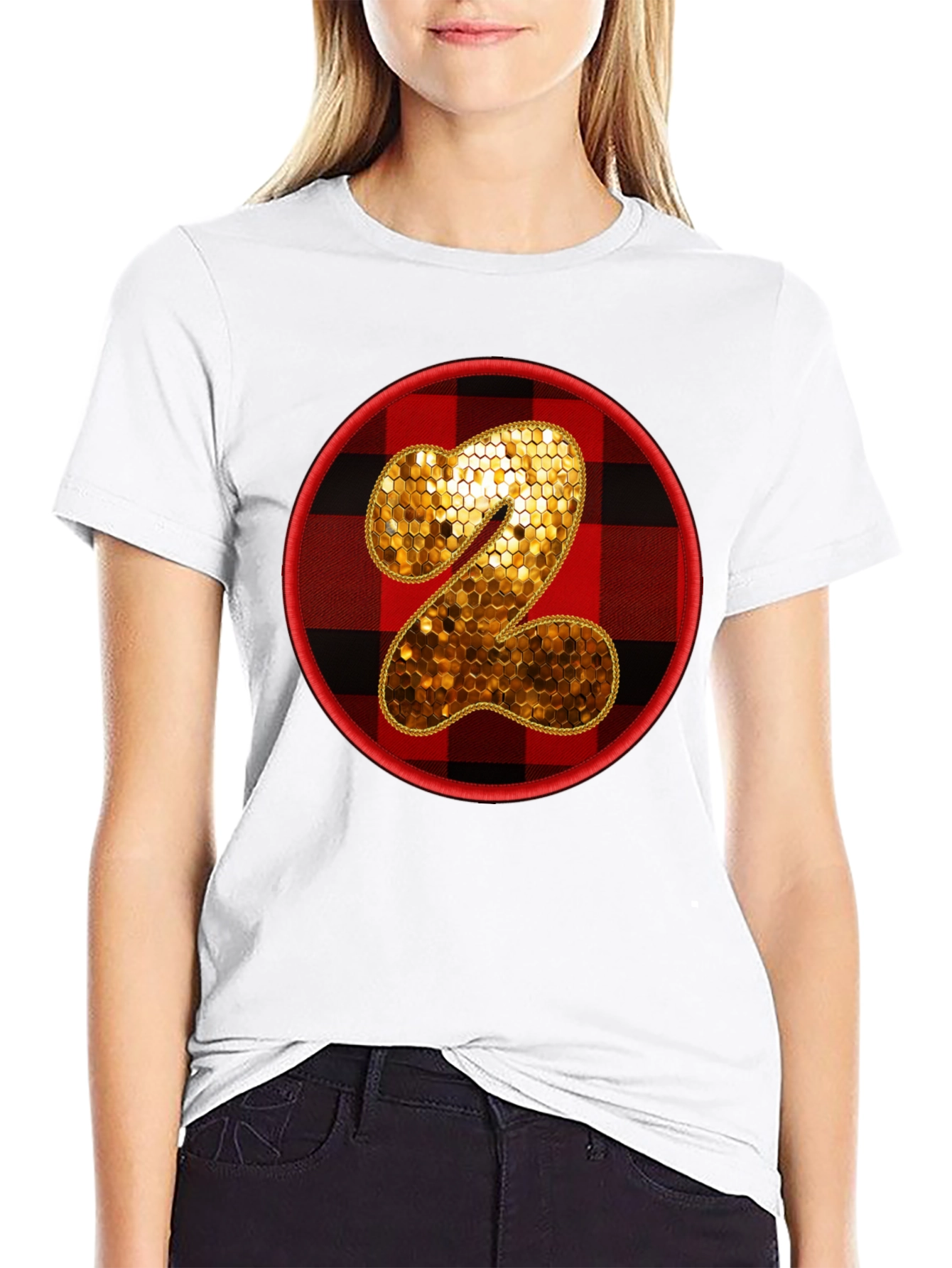 Black Gold Number 2 Plaid Patch T-Shirt view 9