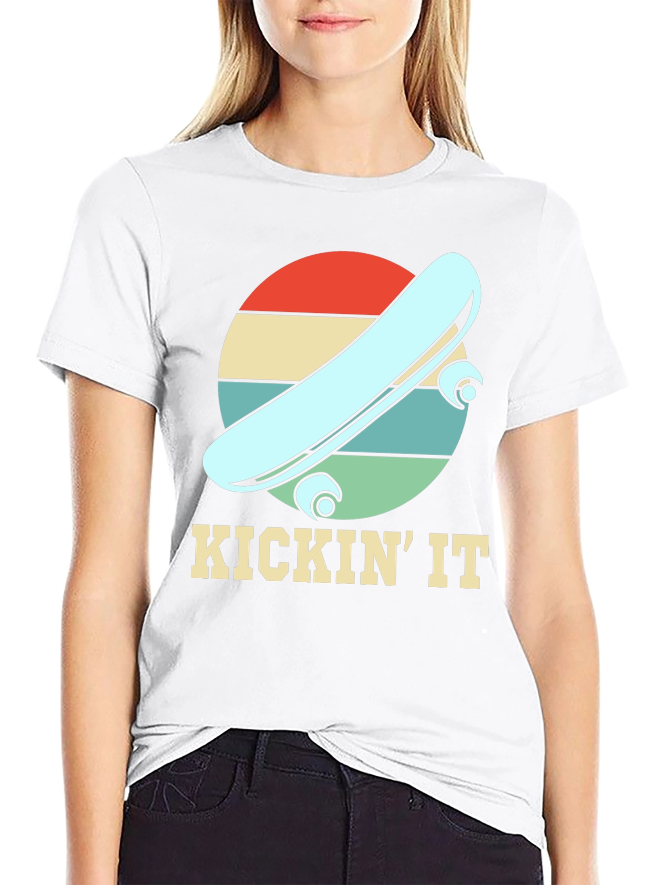 Black KICKIN' IT Skateboard Retro Tee view 9