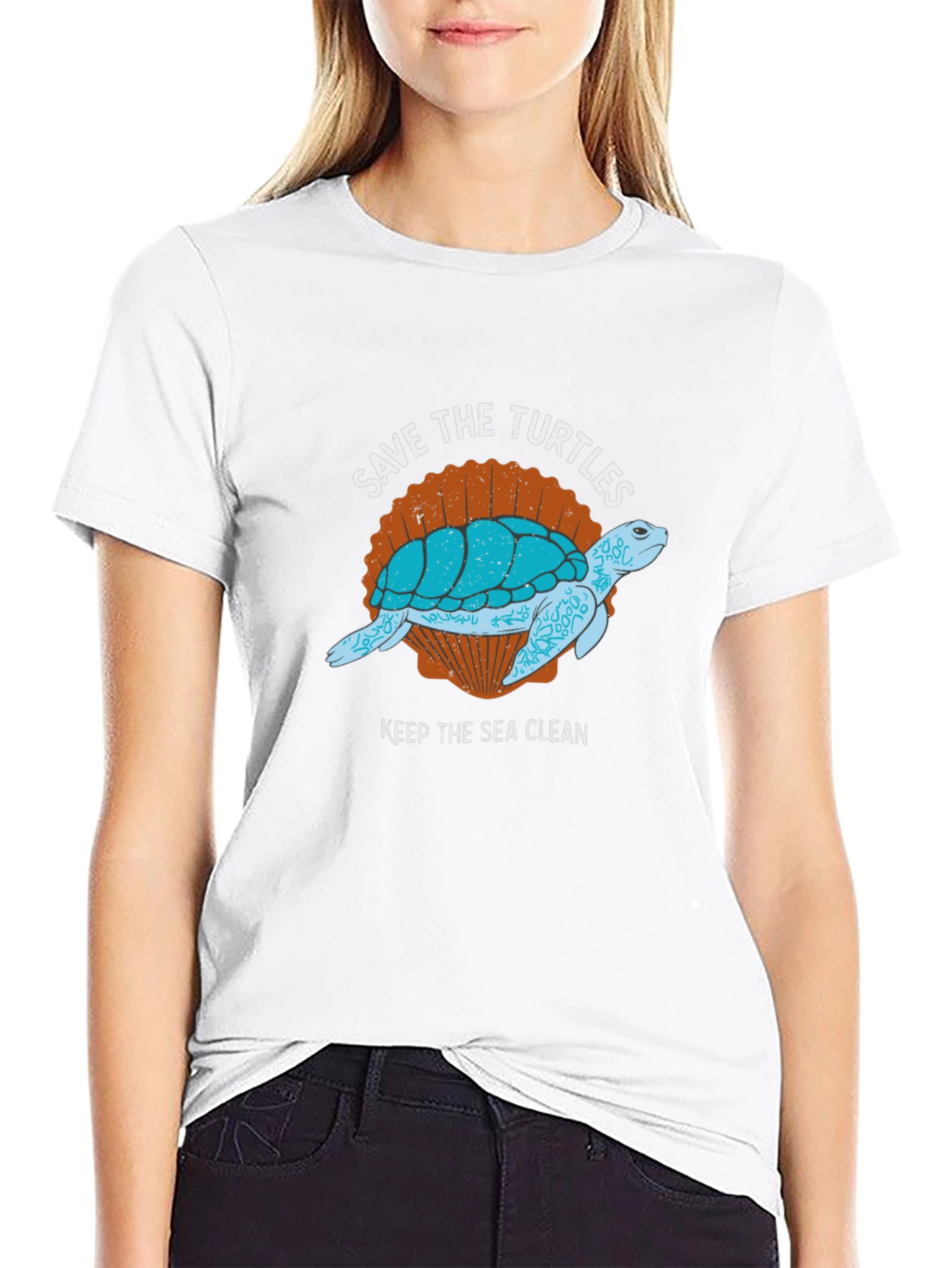 Black Save the Turtles Graphic Tee - Keep the Sea Clean view 9