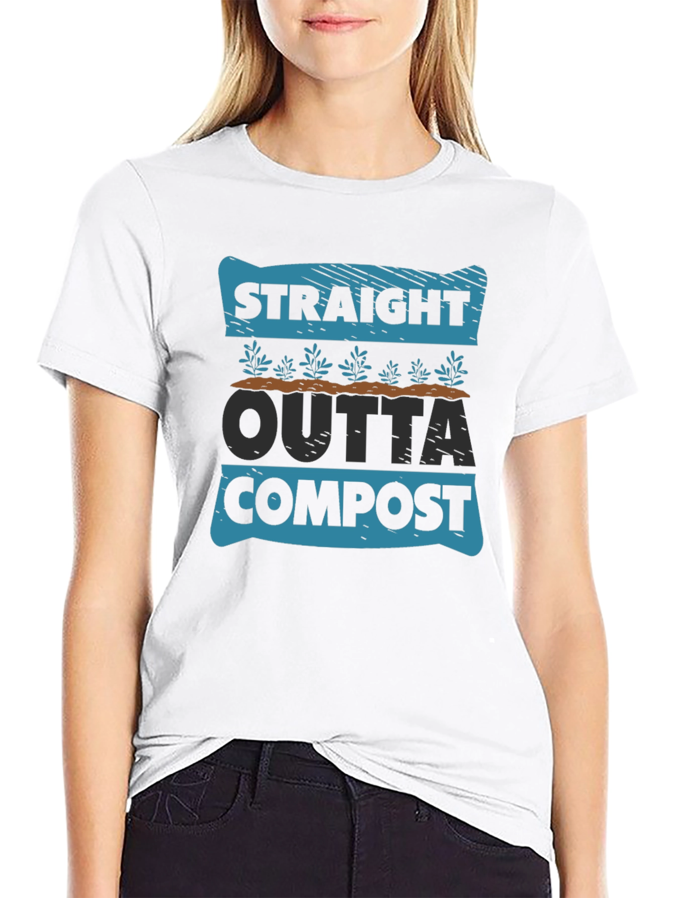 Black Straight Outta Compost T-Shirt - Garden Humor Tee view 9