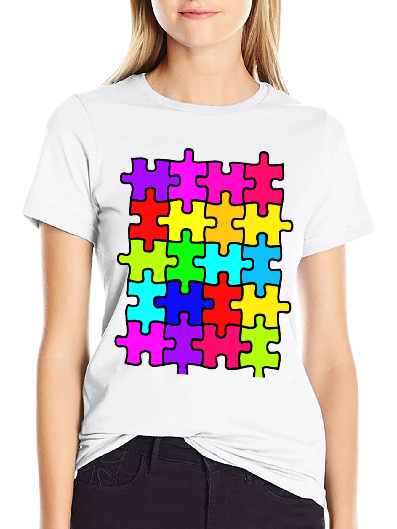 Black Puzzle Piece T-Shirt - Autism Awareness Tee view 9