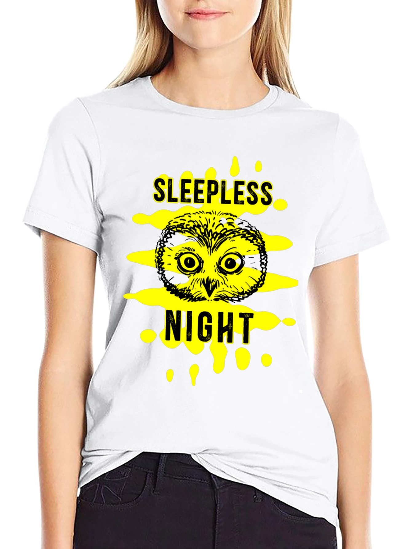 Black Sleepless Night Owl Black T-Shirt view 9
