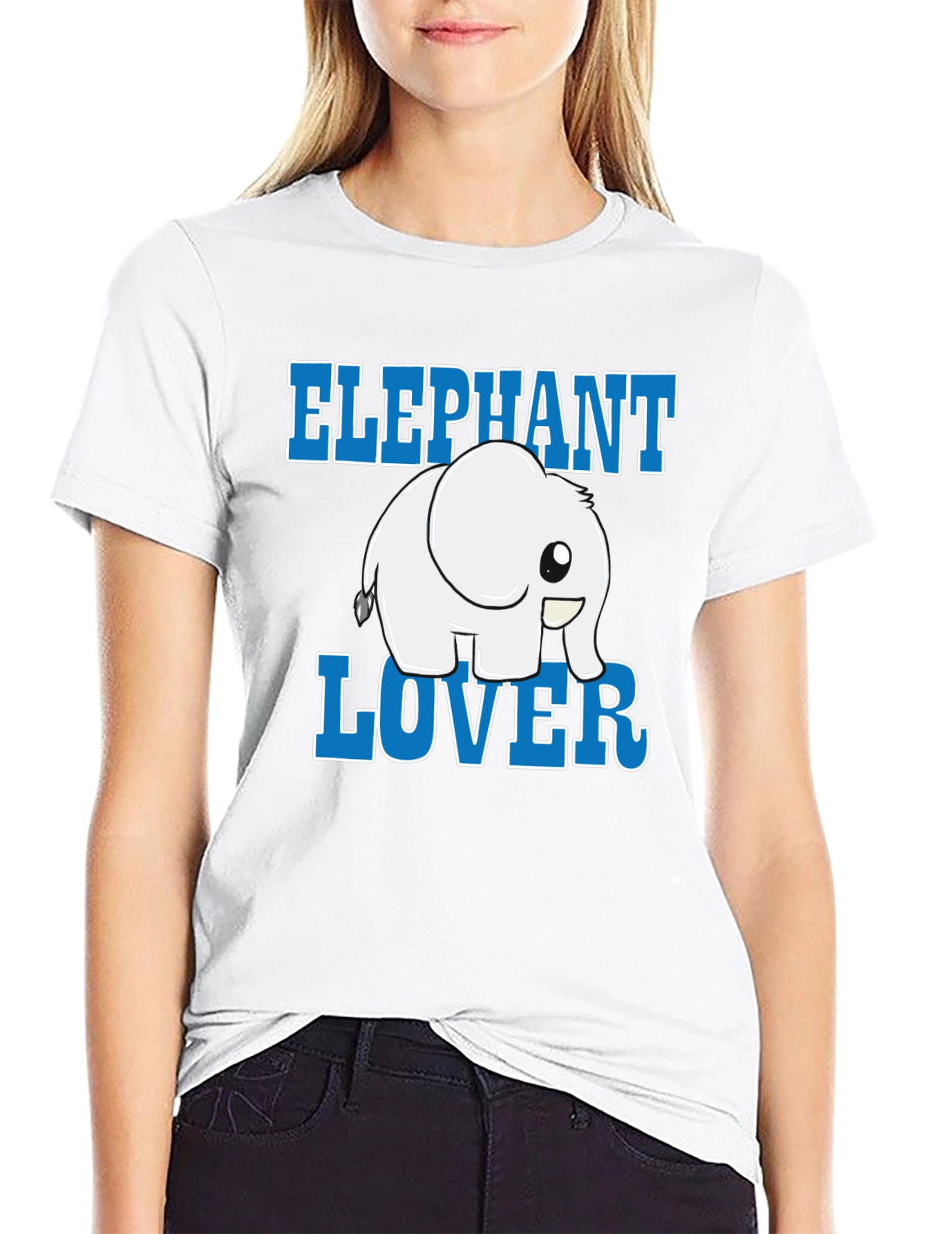 Black Elephant Lover Cartoon Graphic Black T-Shirt view 9